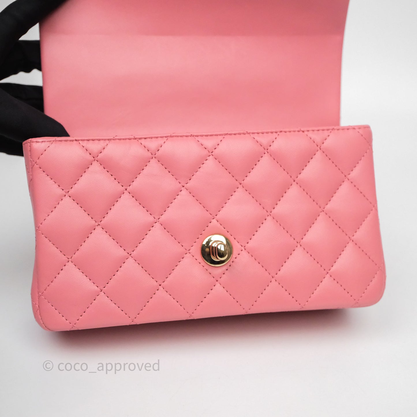 Chanel Top Handle Mini Rectangular Flap Pink Lambskin Gold Hardware