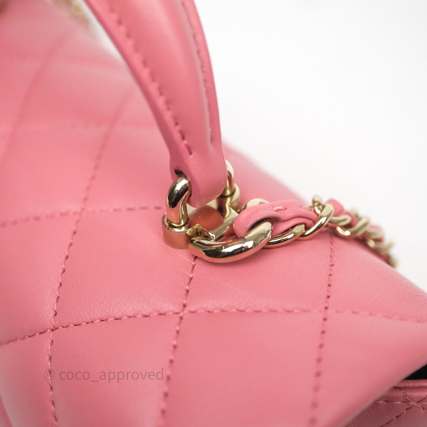 Chanel Top Handle Mini Rectangular Flap Pink Lambskin Gold Hardware