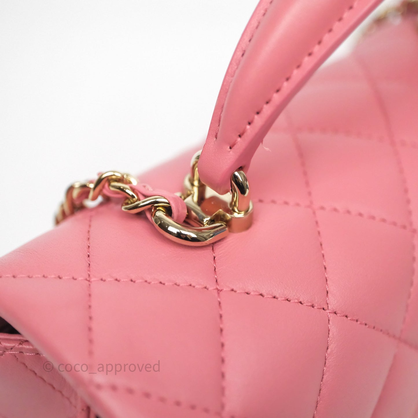 Chanel Top Handle Mini Rectangular Flap Pink Lambskin Gold Hardware
