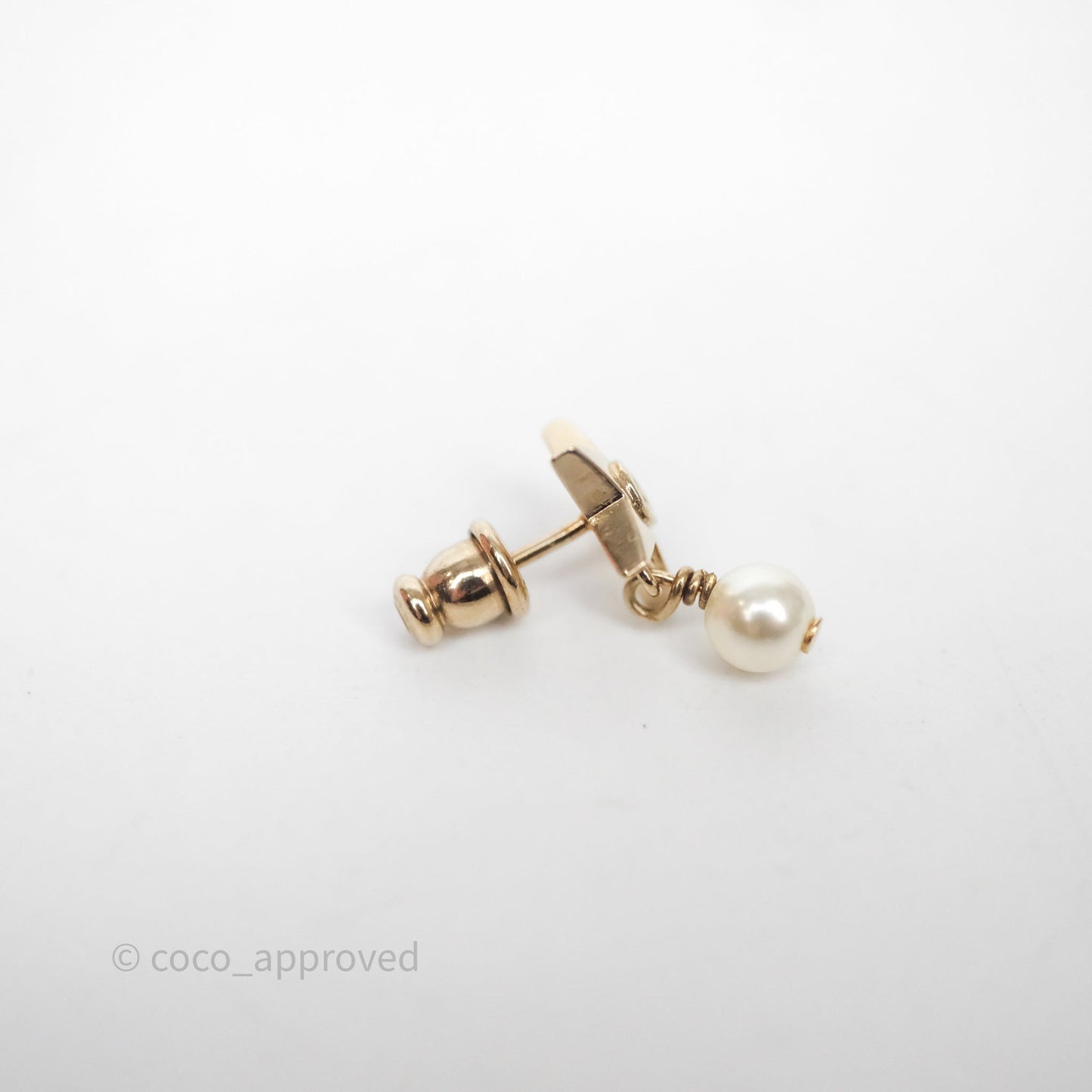 Christian Dior Star Drop Tribales CD Pearl Earrings Gold Tone