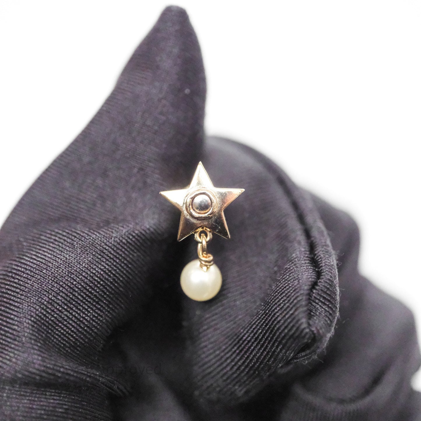 Christian Dior Star Drop Tribales CD Pearl Earrings Gold Tone