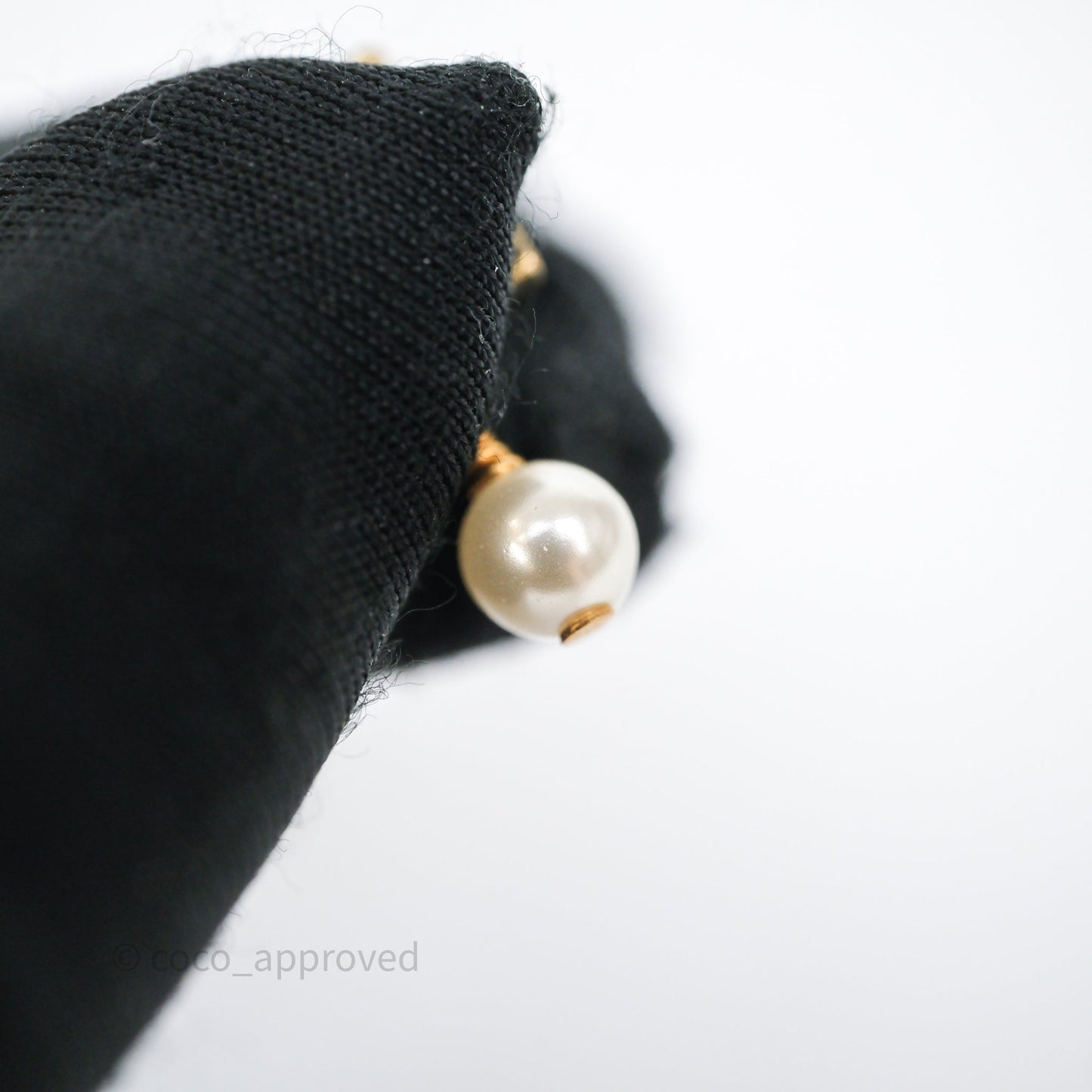 Christian Dior Miss Dior Drop Pearl Earrings Gold Tone