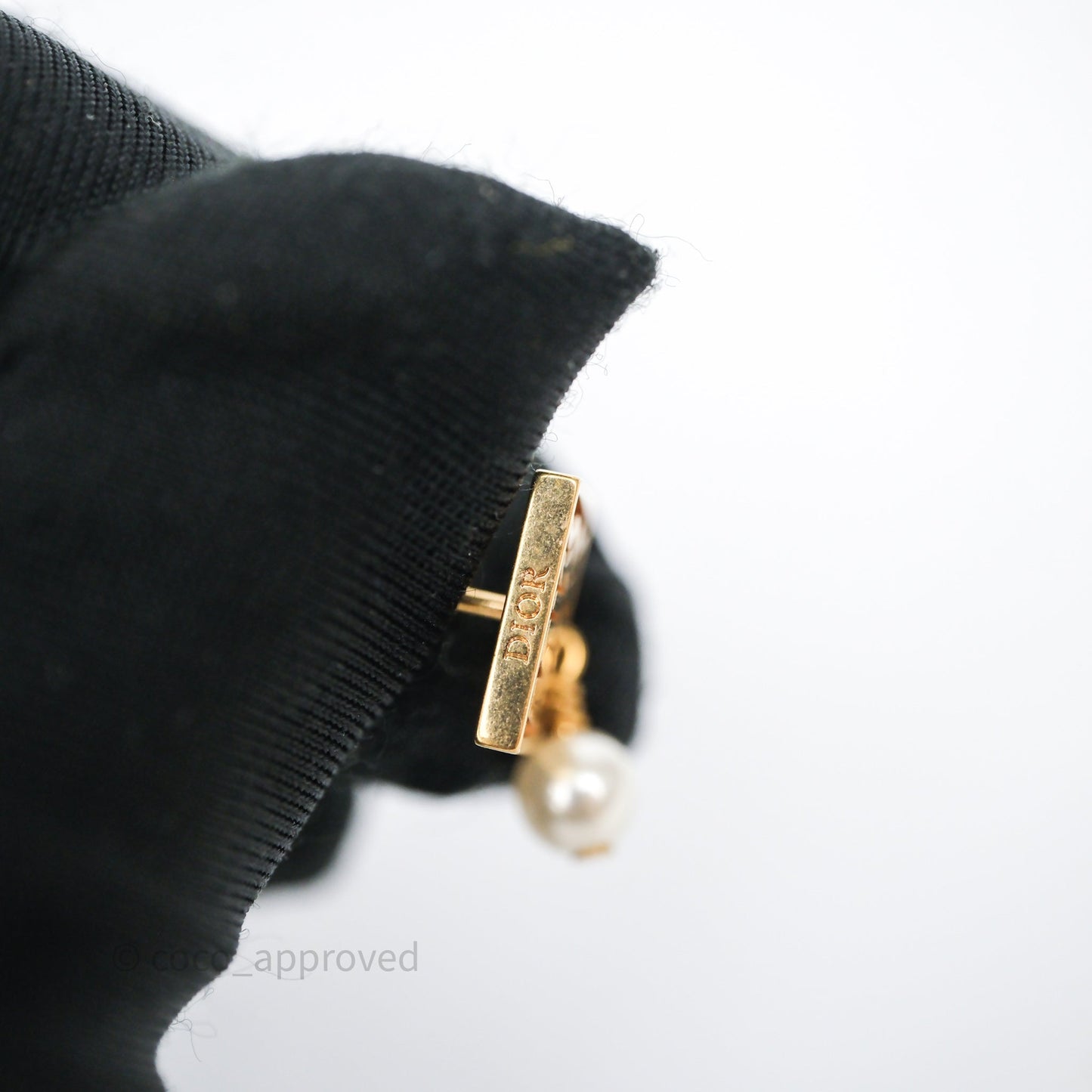 Christian Dior Miss Dior Drop Pearl Earrings Gold Tone