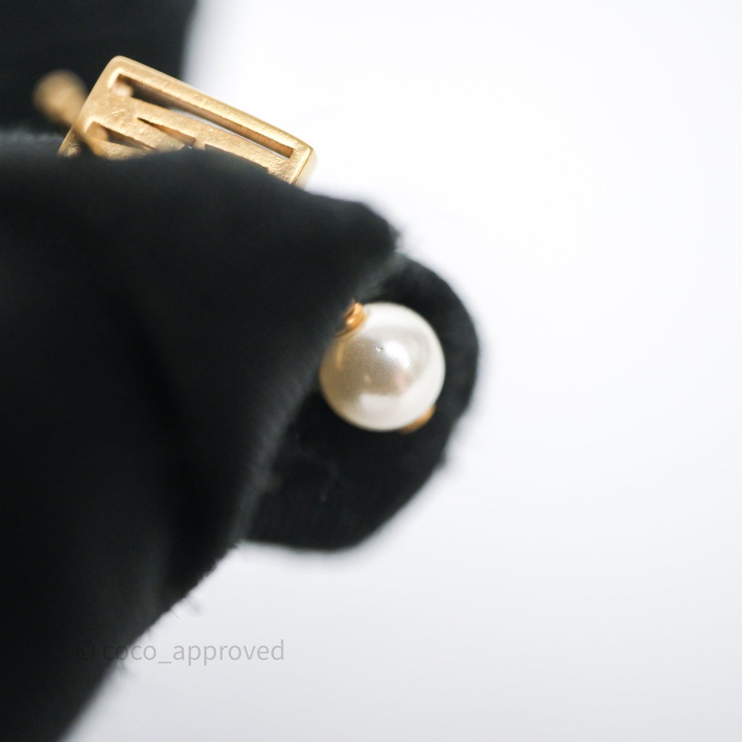 Christian Dior Miss Dior Drop Pearl Earrings Gold Tone