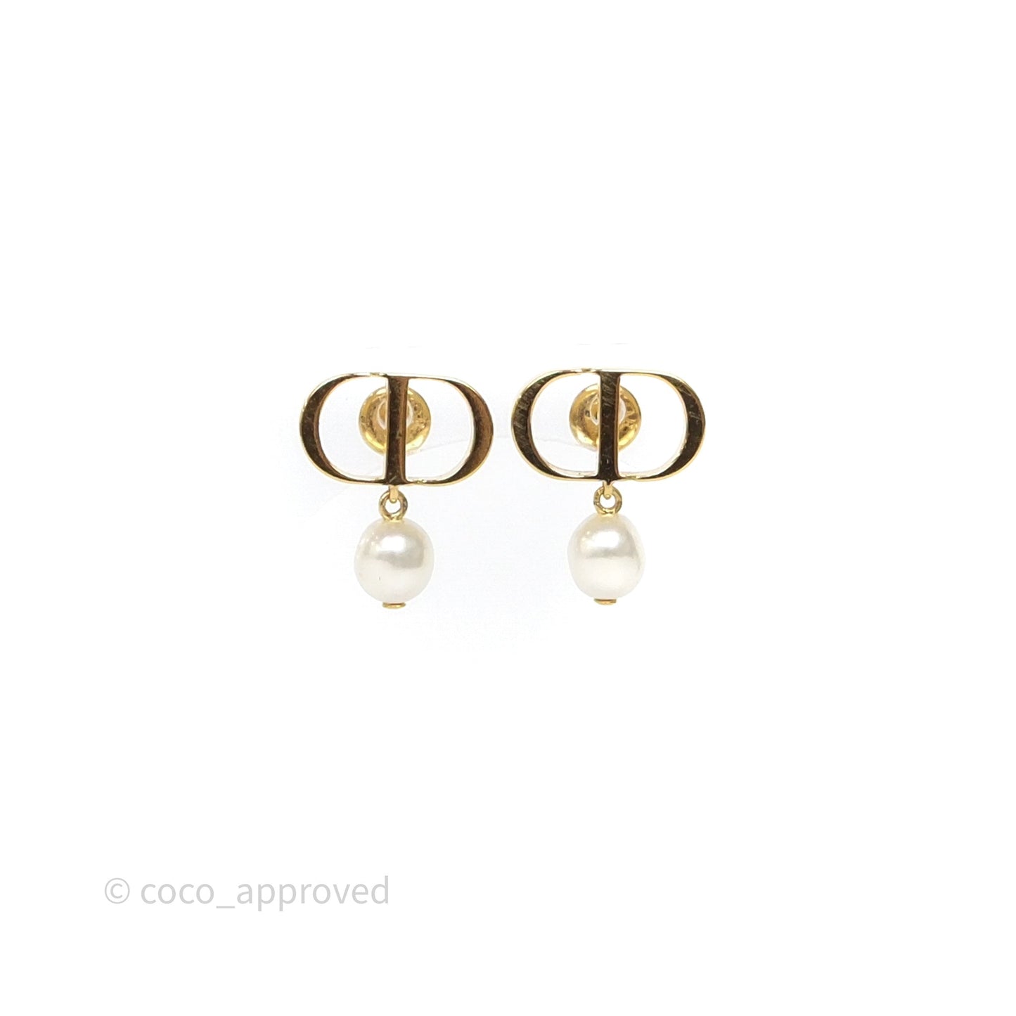 Christian Dior Petit CD Pearl Earrings Gold Tone