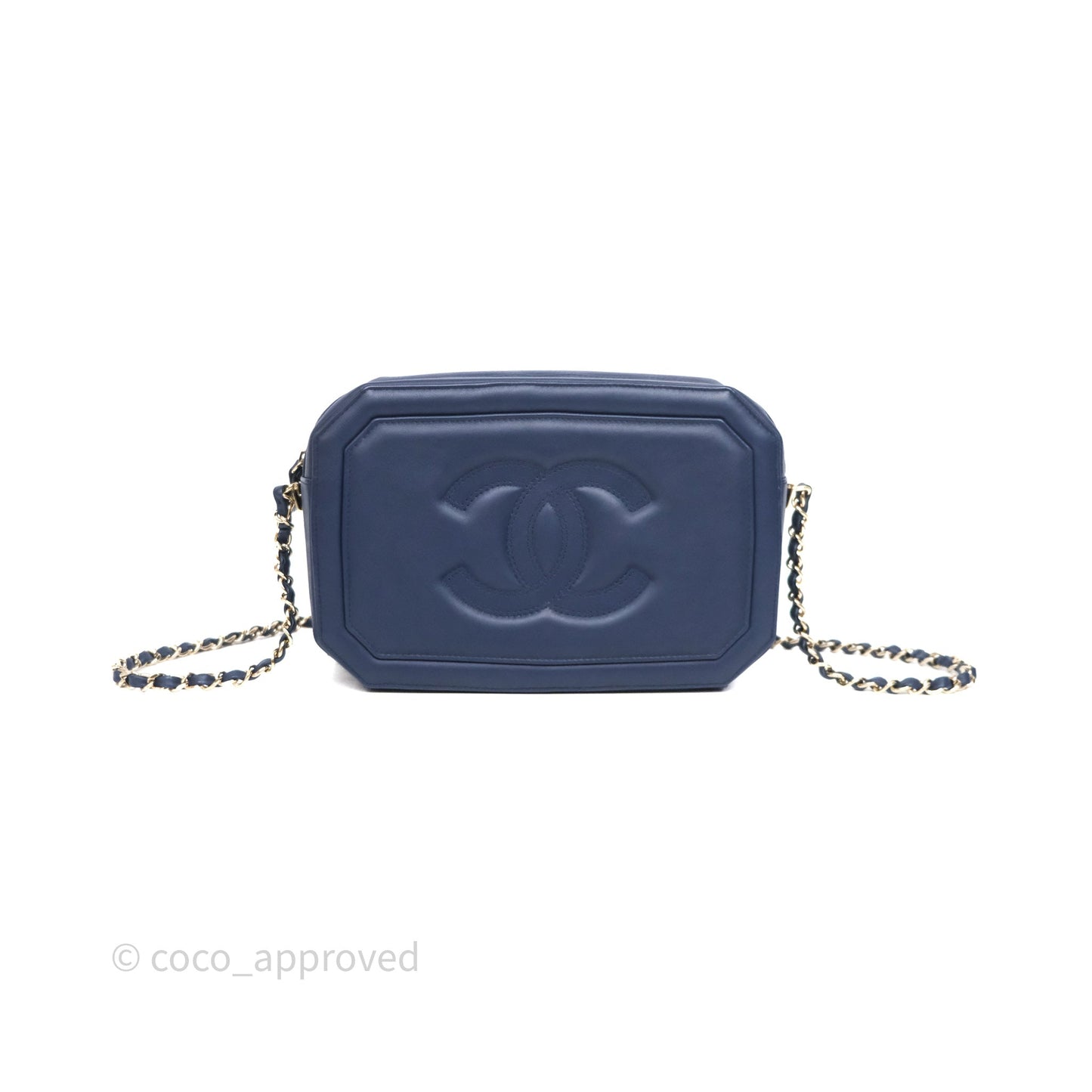 Chanel CC Octagon Camera Case Lambskin Navy Gold Hardware