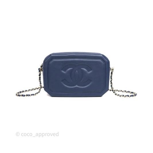 Chanel CC Octagon Camera Case Lambskin Navy Gold Hardware