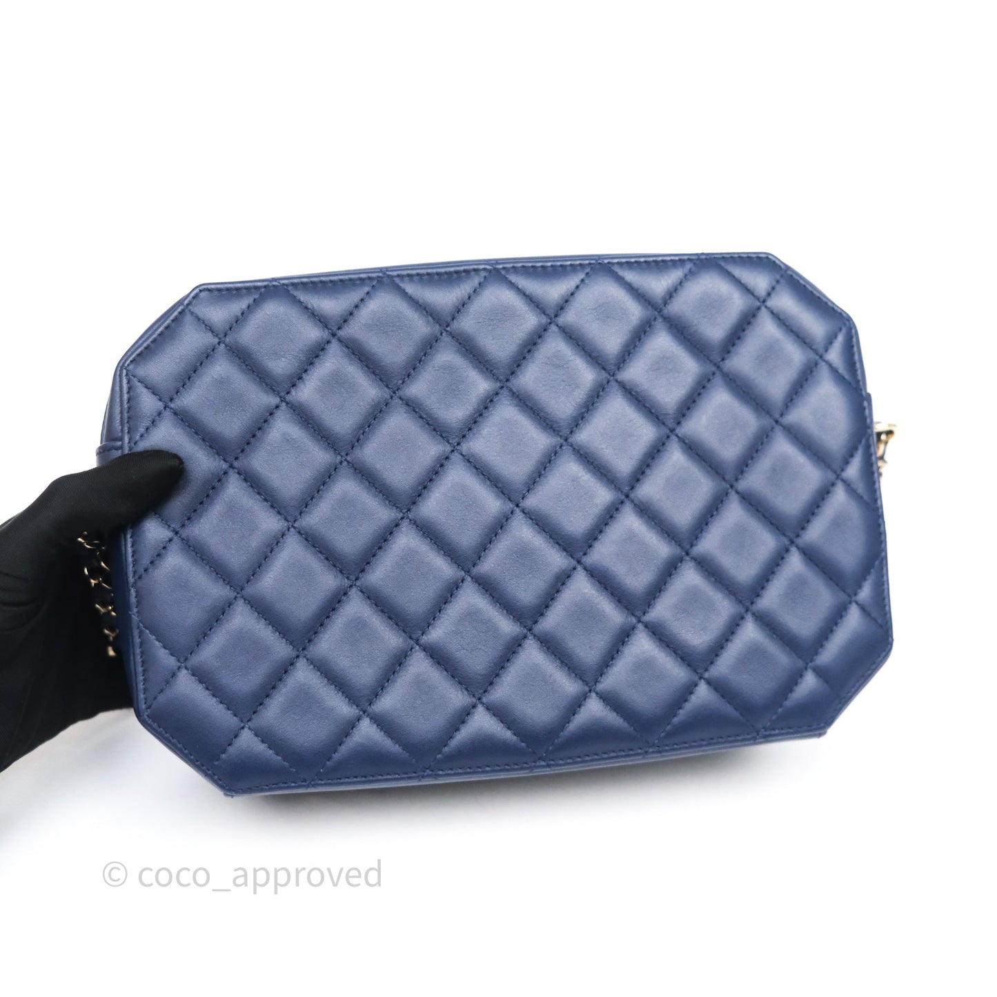 Chanel CC Octagon Camera Case Lambskin Navy Gold Hardware