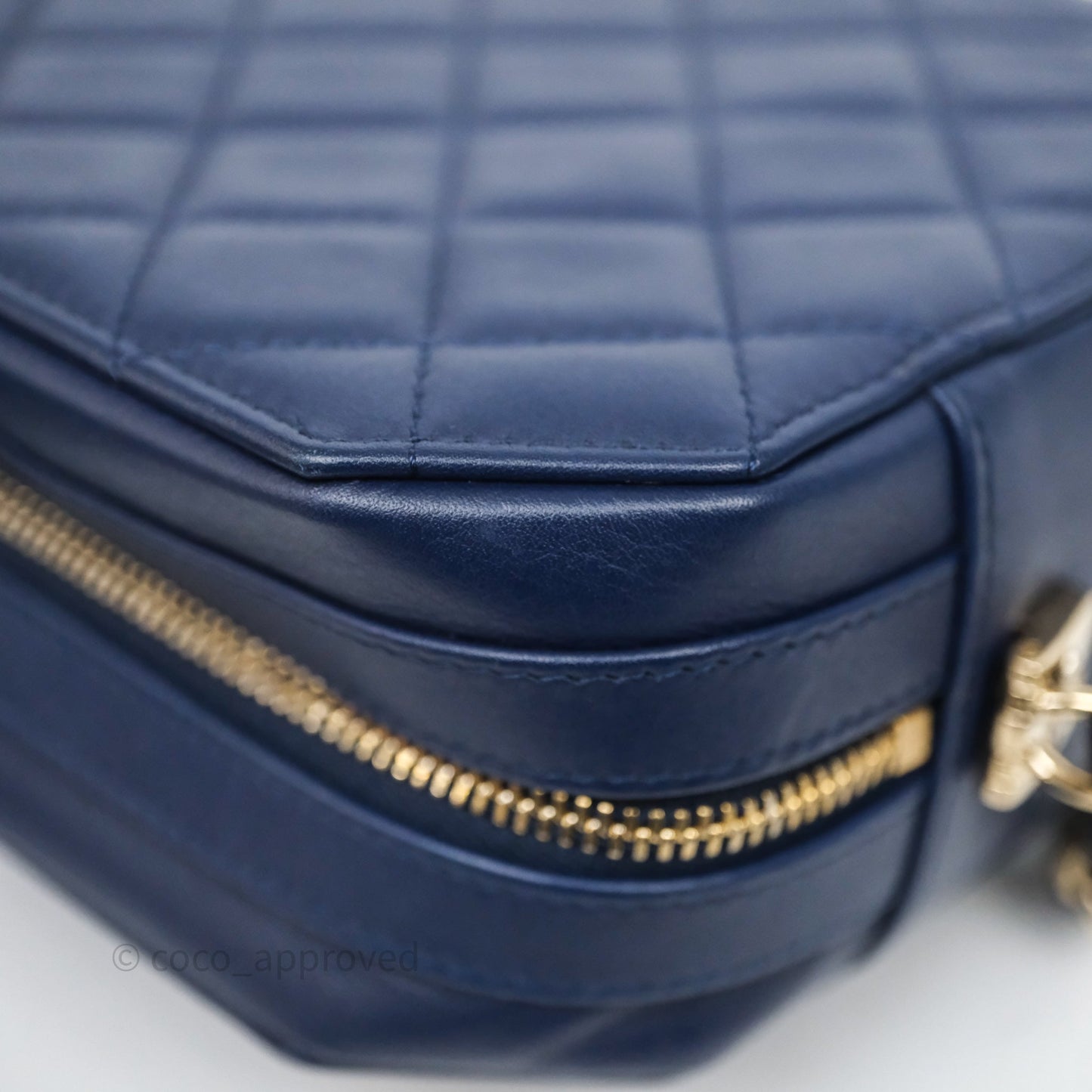 Chanel CC Octagon Camera Case Lambskin Navy Gold Hardware