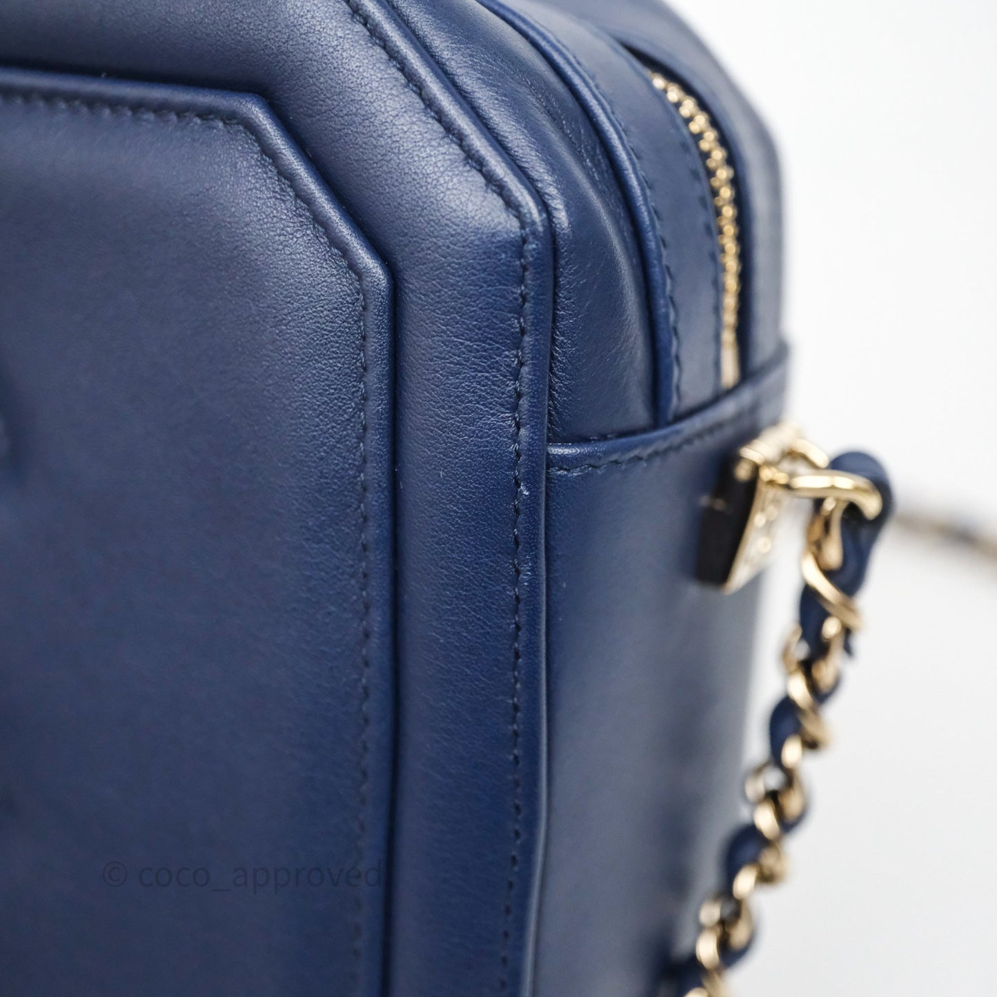Chanel CC Octagon Camera Case Lambskin Navy Gold Hardware