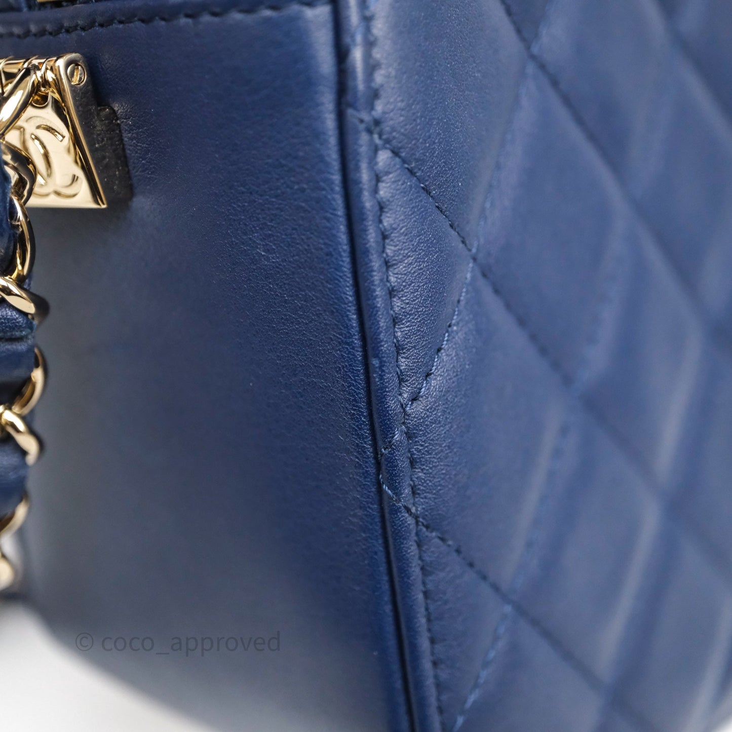 Chanel CC Octagon Camera Case Lambskin Navy Gold Hardware