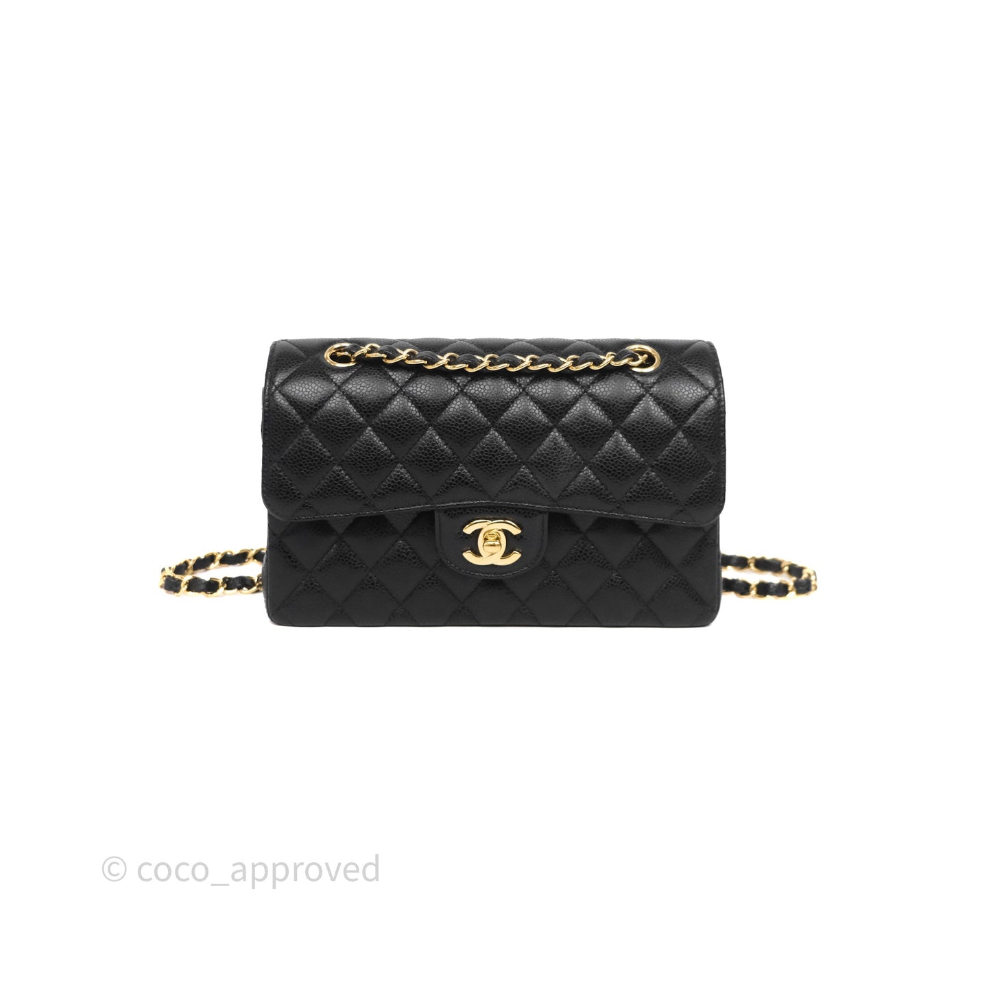 Chanel Small Classic Flap Quilted Black Caviar Gold Hardware