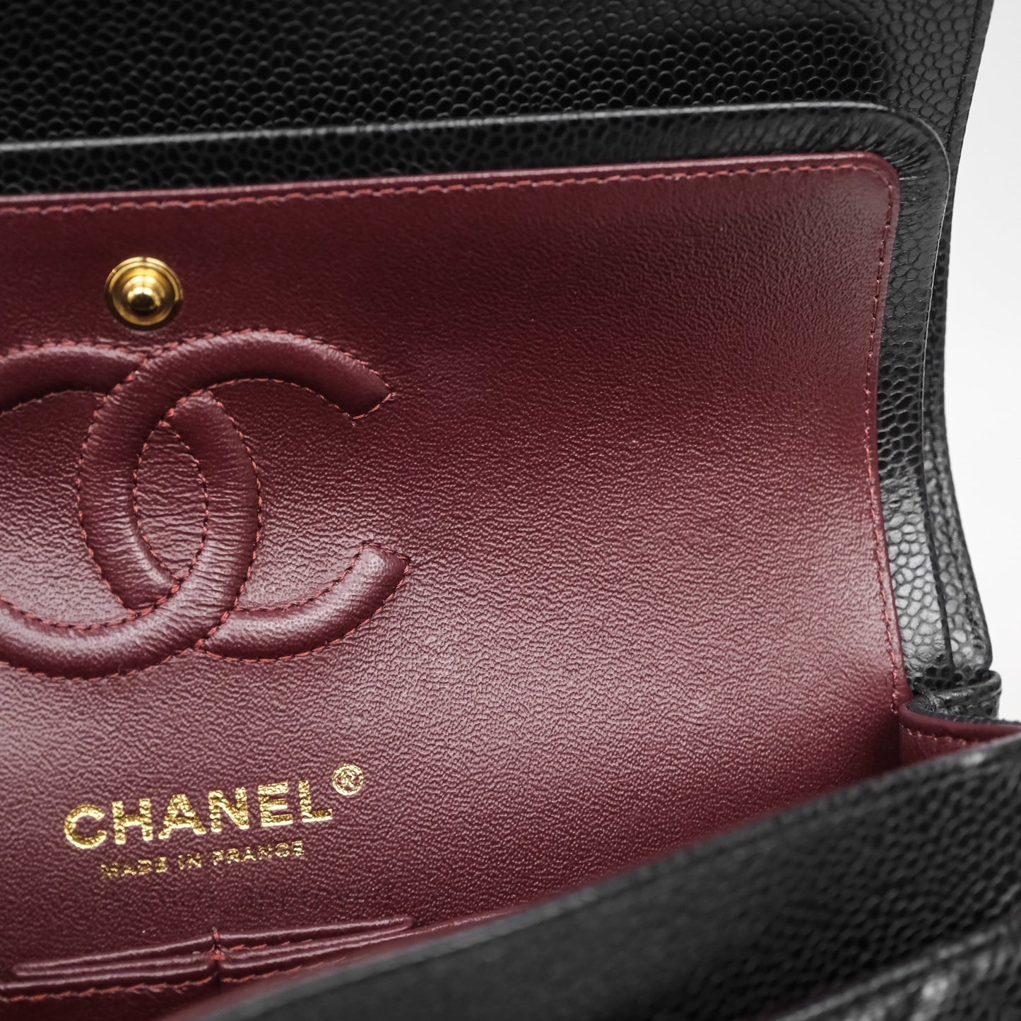 Chanel Small Classic Flap Quilted Black Caviar Gold Hardware