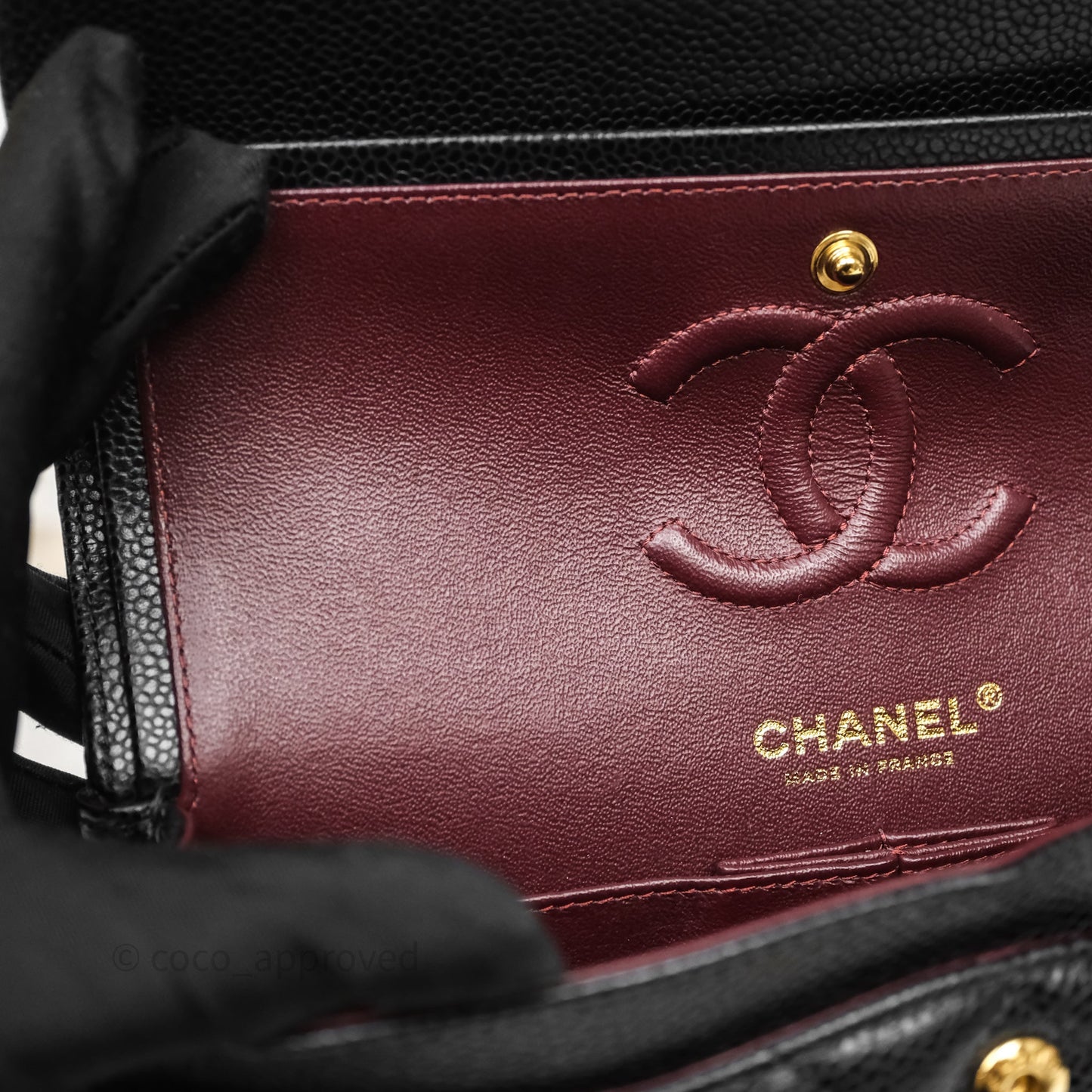 Chanel Small Classic Flap Quilted Black Caviar Gold Hardware