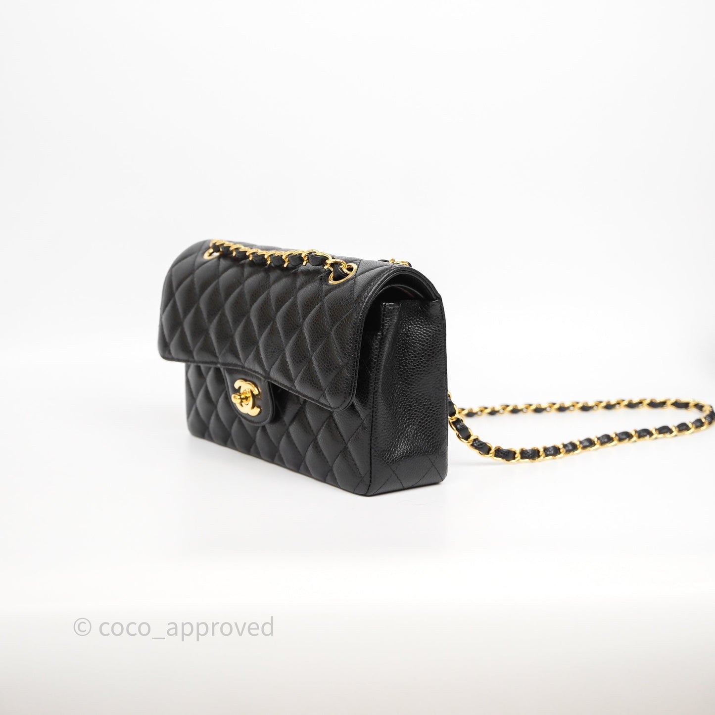 Chanel Small Classic Flap Quilted Black Caviar Gold Hardware