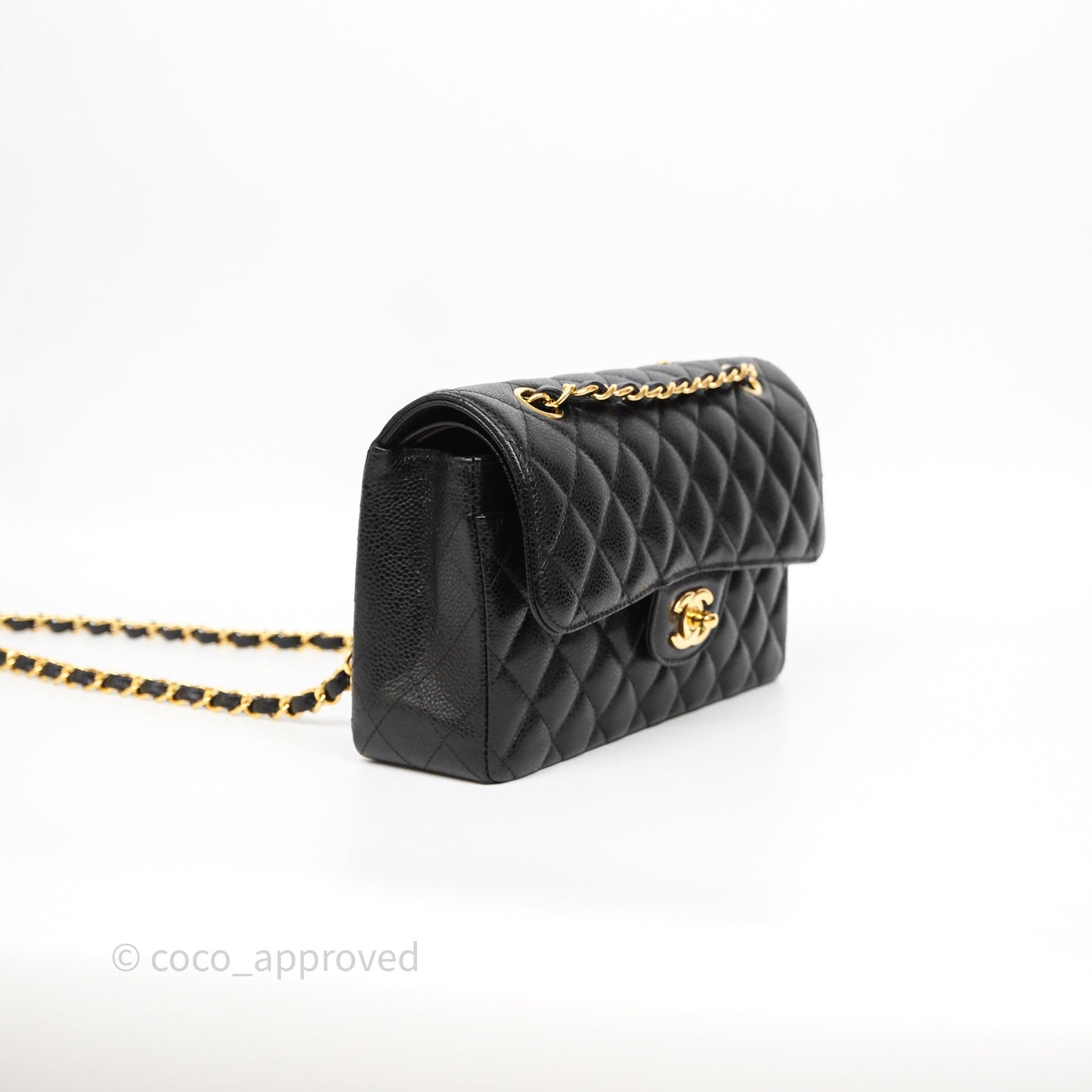 Chanel Small Classic Flap Quilted Black Caviar Gold Hardware