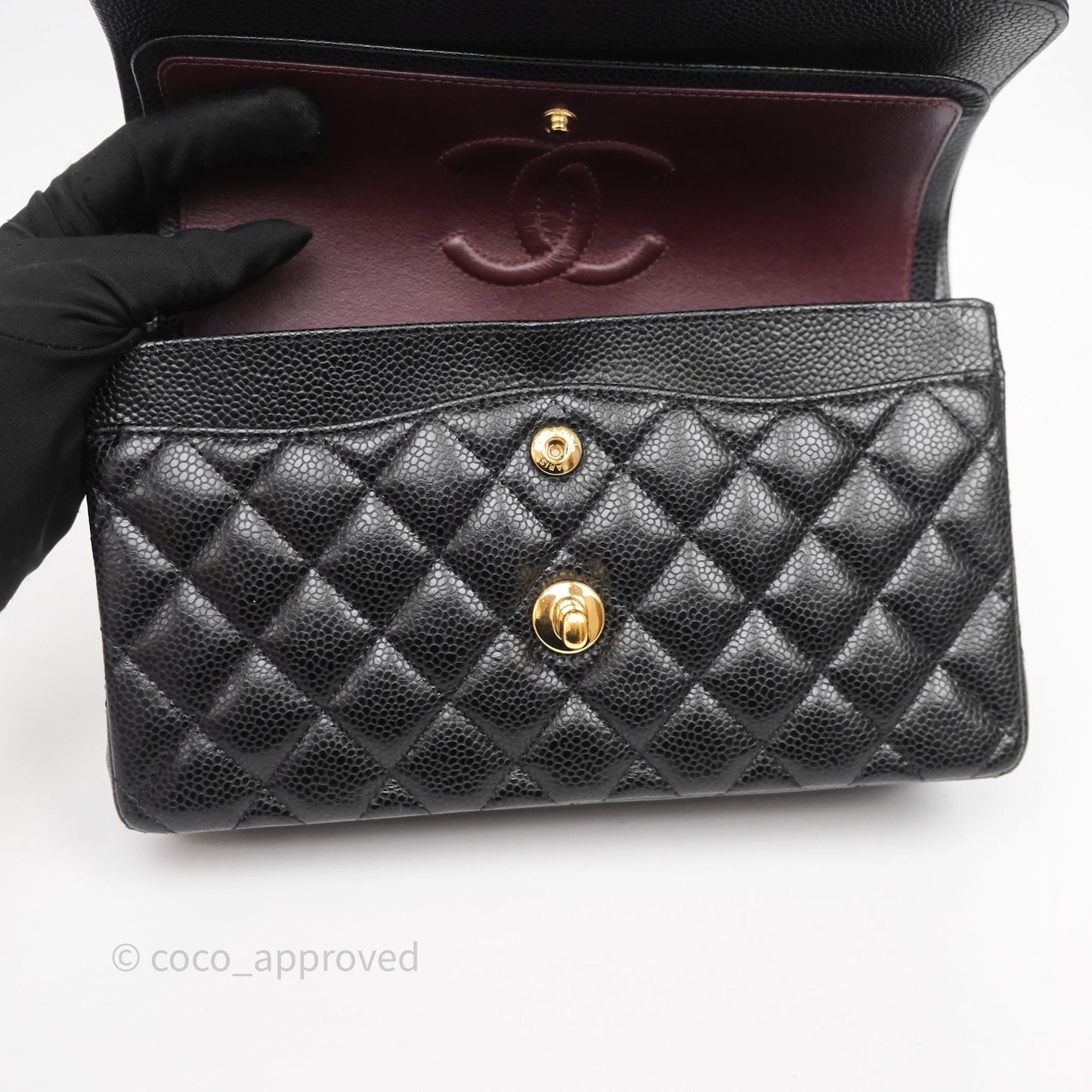 Chanel Small Classic Flap Quilted Black Caviar Gold Hardware