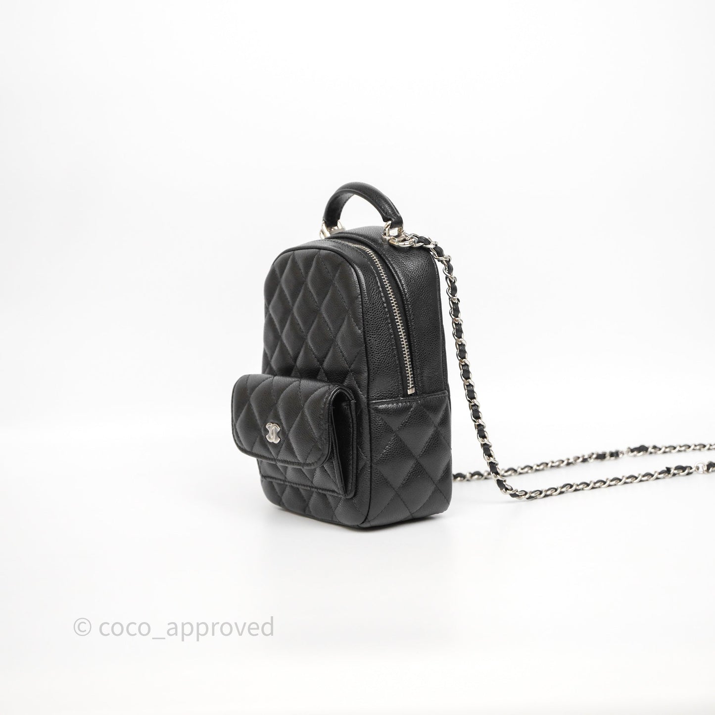 Chanel Classic Mini Backpack Black Caviar Silver Hardware