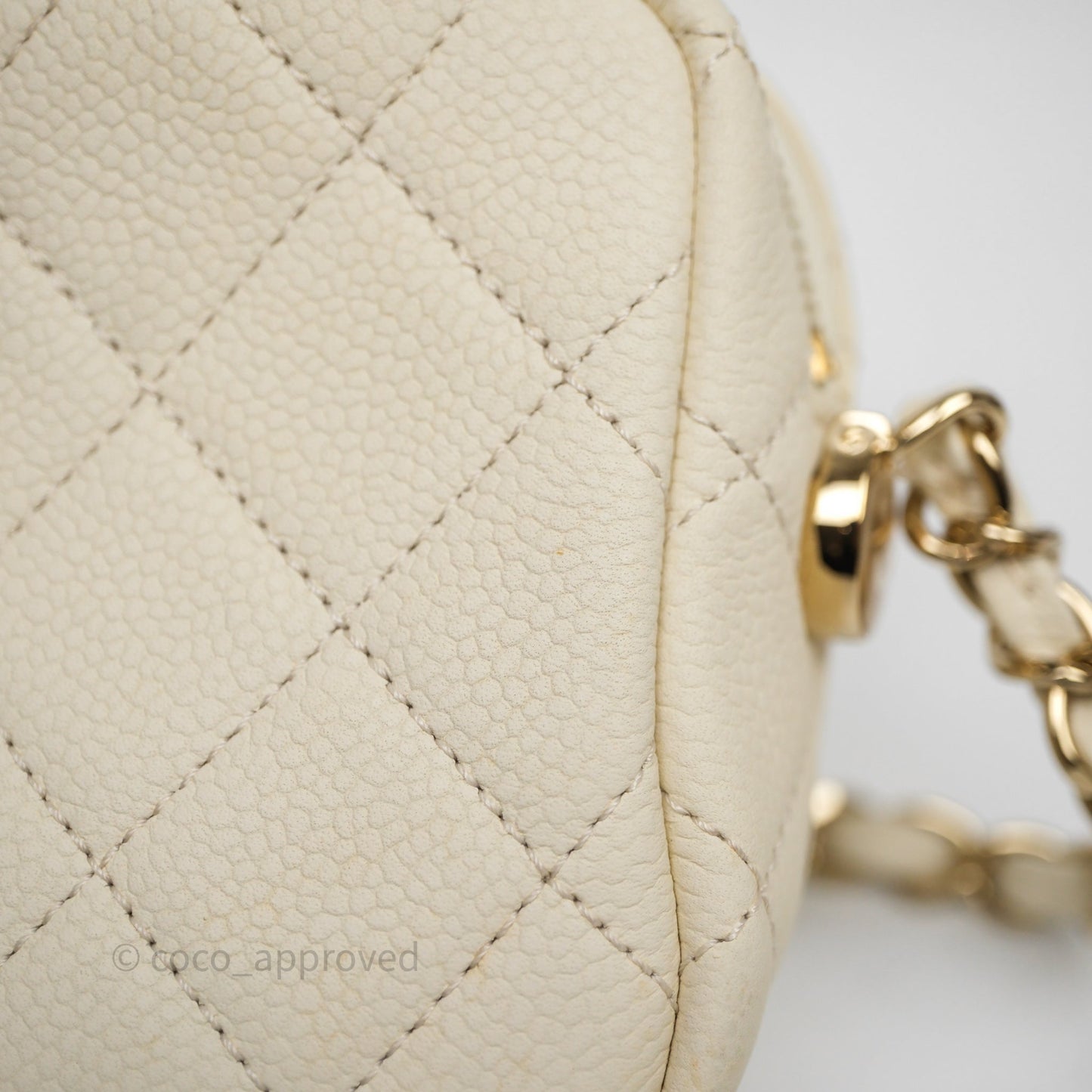 Chanel Mini Camera Bag Light Beige Caviar Gold Hardware
