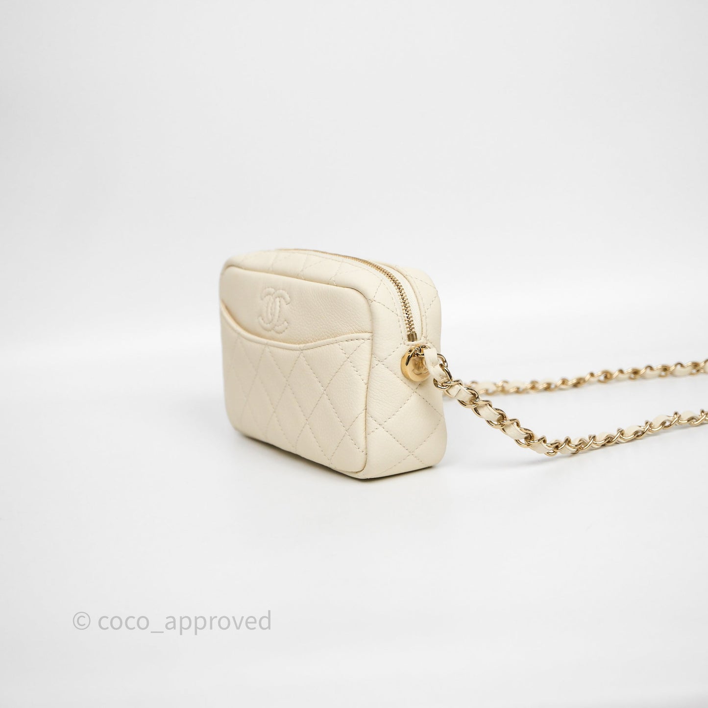 Chanel Mini Camera Bag Light Beige Caviar Gold Hardware