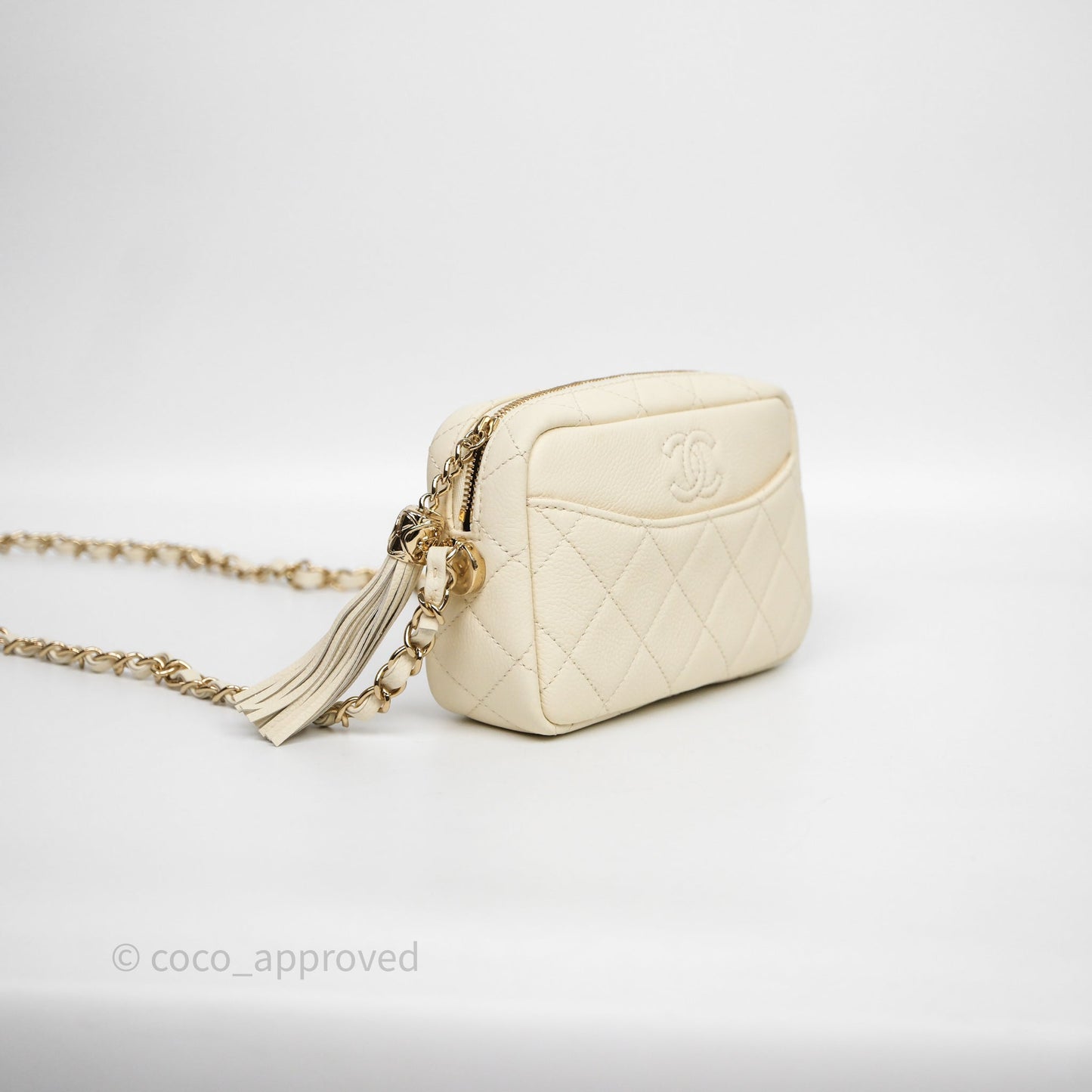Chanel Mini Camera Bag Light Beige Caviar Gold Hardware