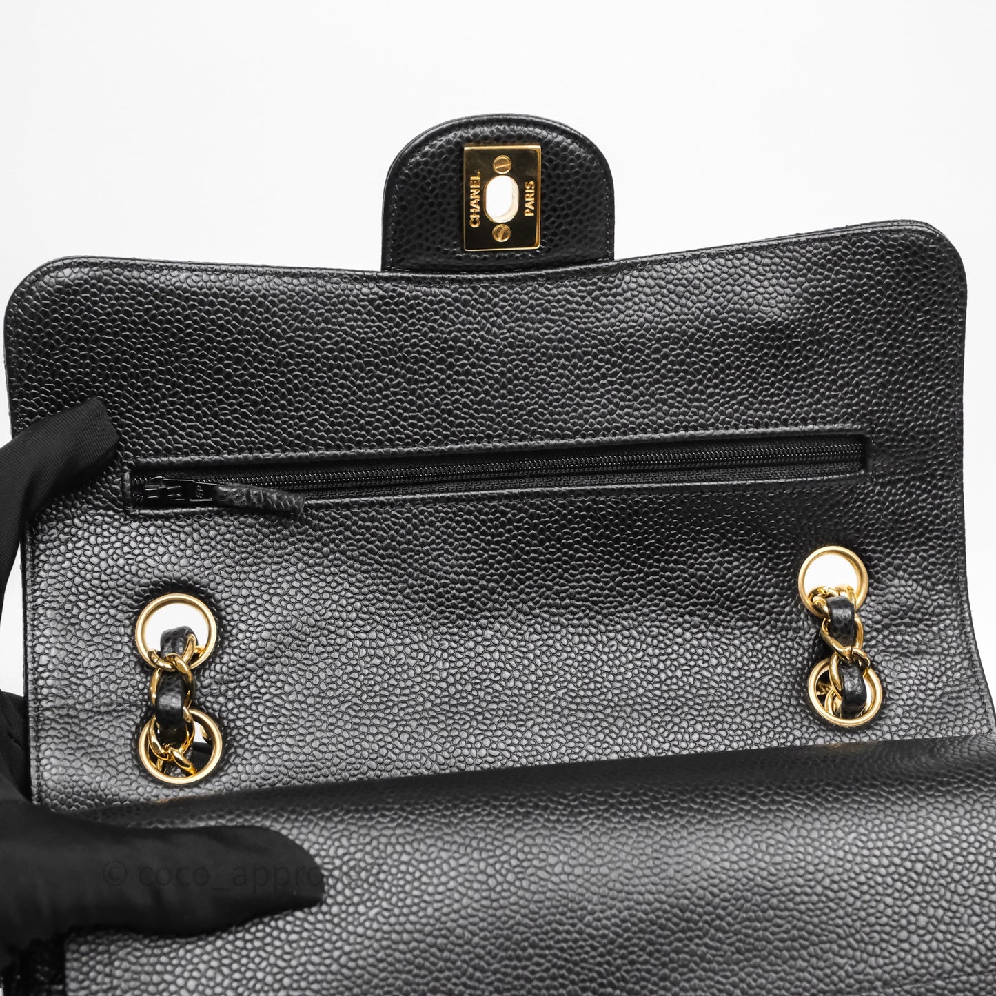 Chanel Small Classic Flap Quilted Black Caviar Gold Hardware