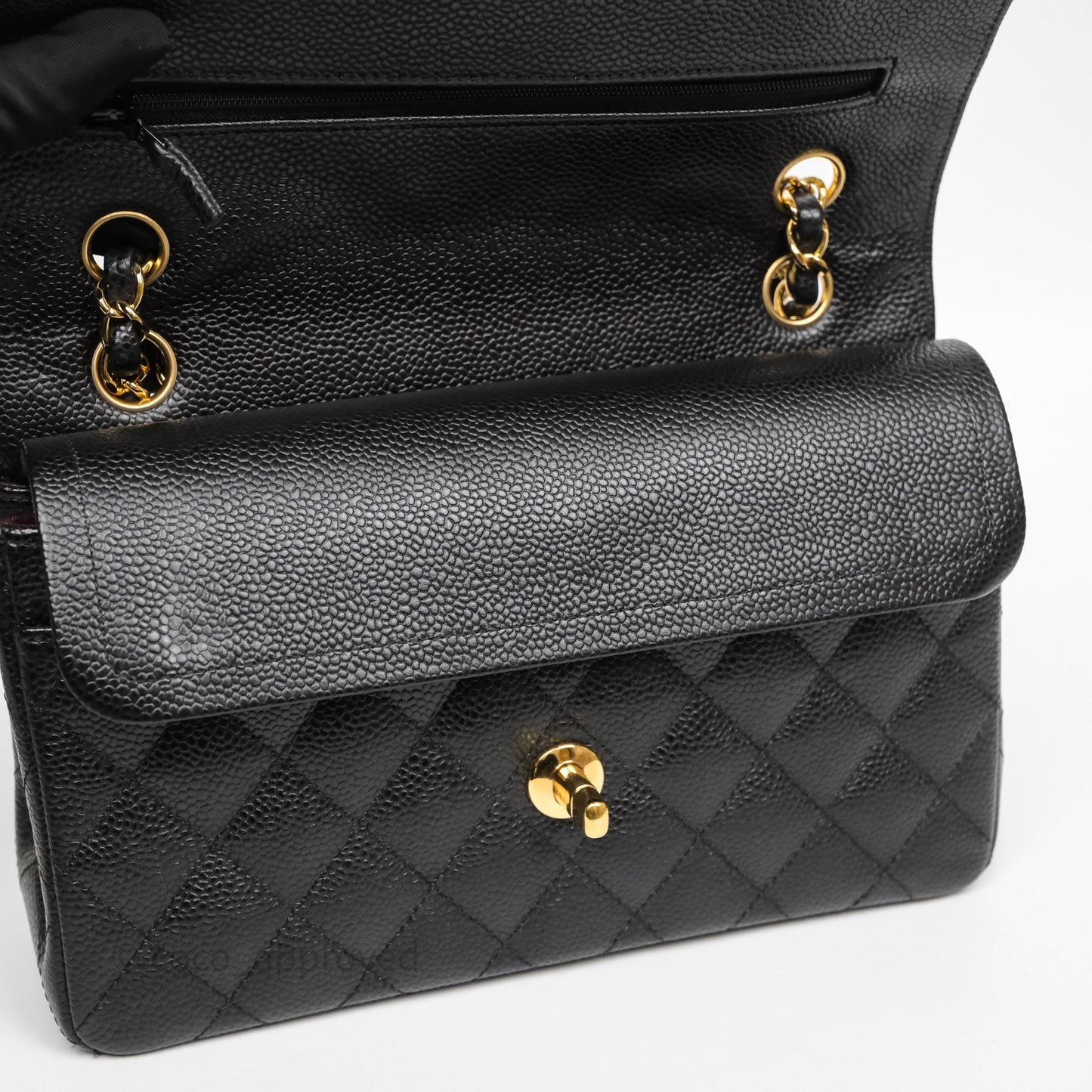 Chanel Small Classic Flap Quilted Black Caviar Gold Hardware