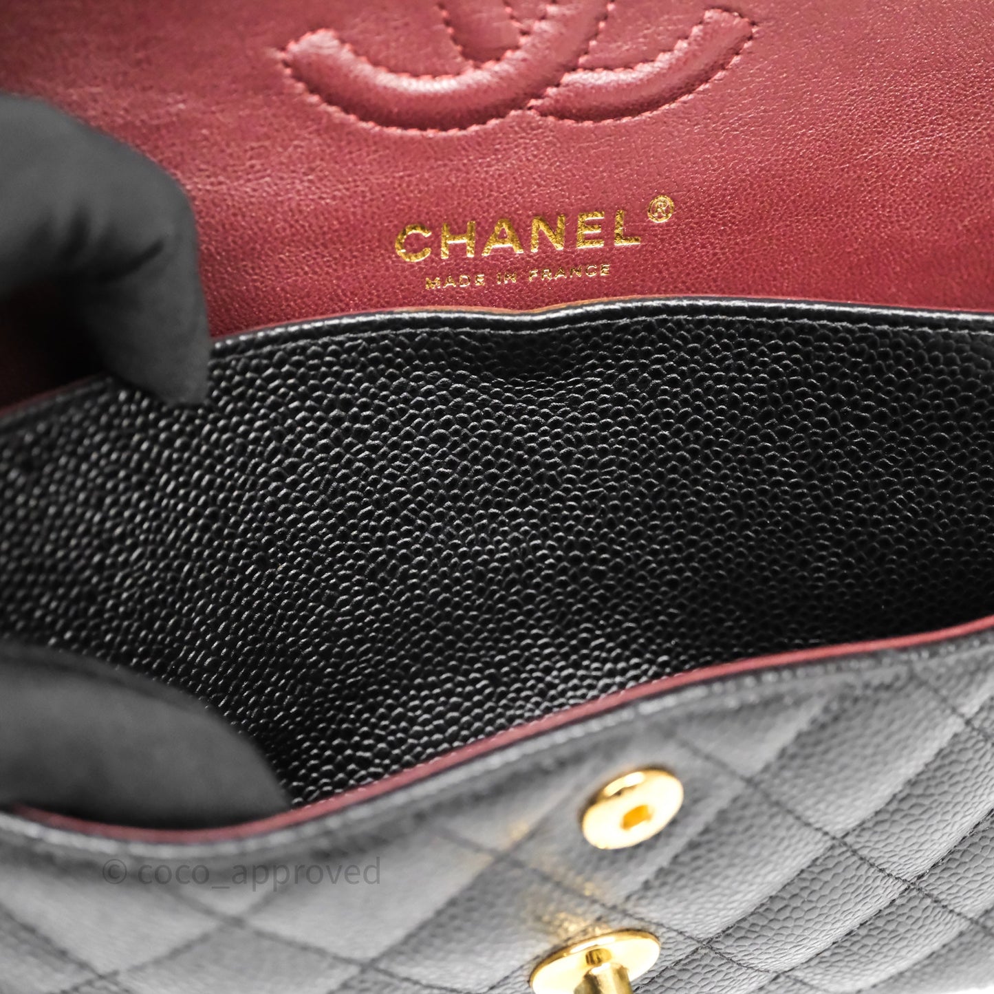 Chanel Small Classic Flap Quilted Black Caviar Gold Hardware