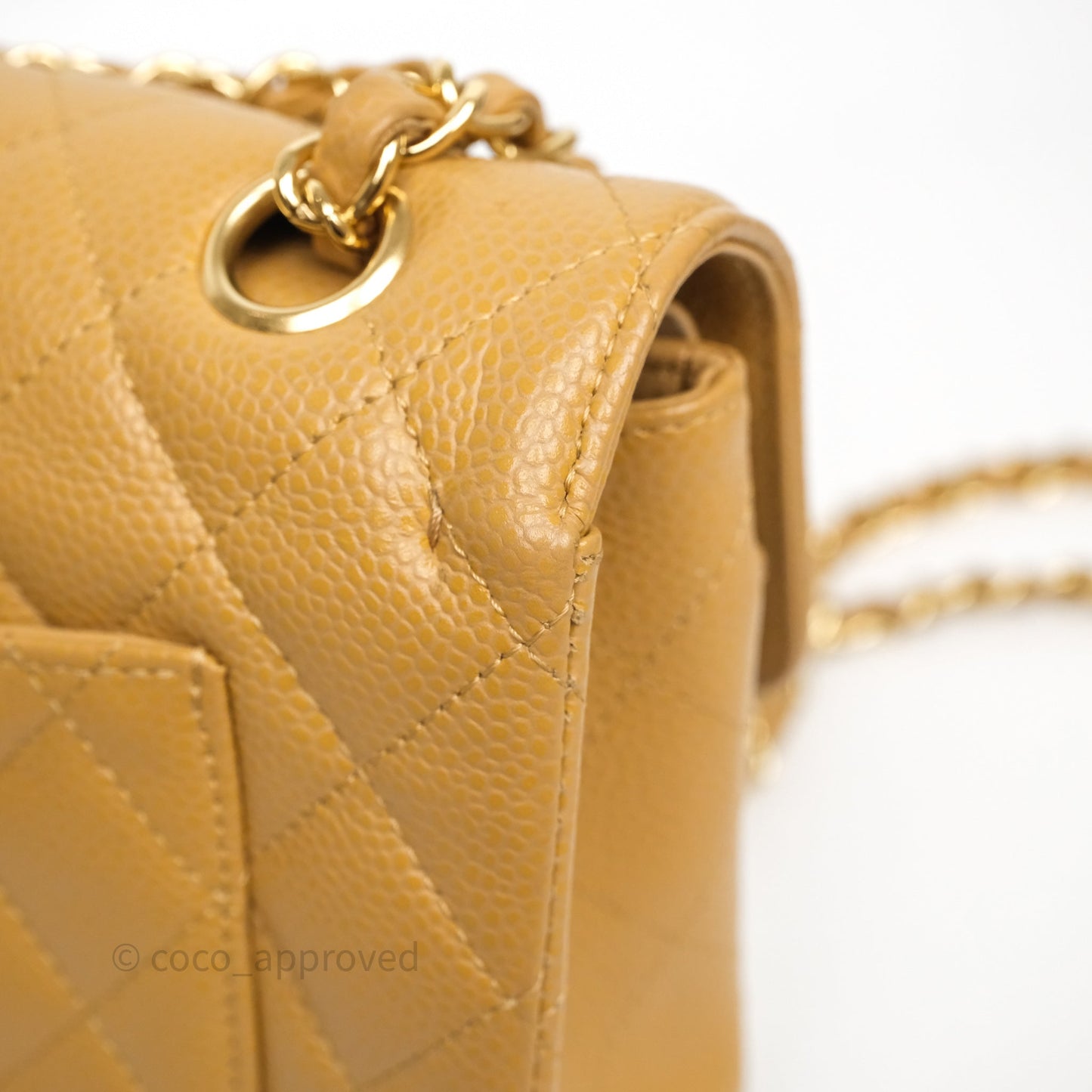 Chanel Classic M/L Medium Flap Quilted Dark Beige Caviar Gold Hardware