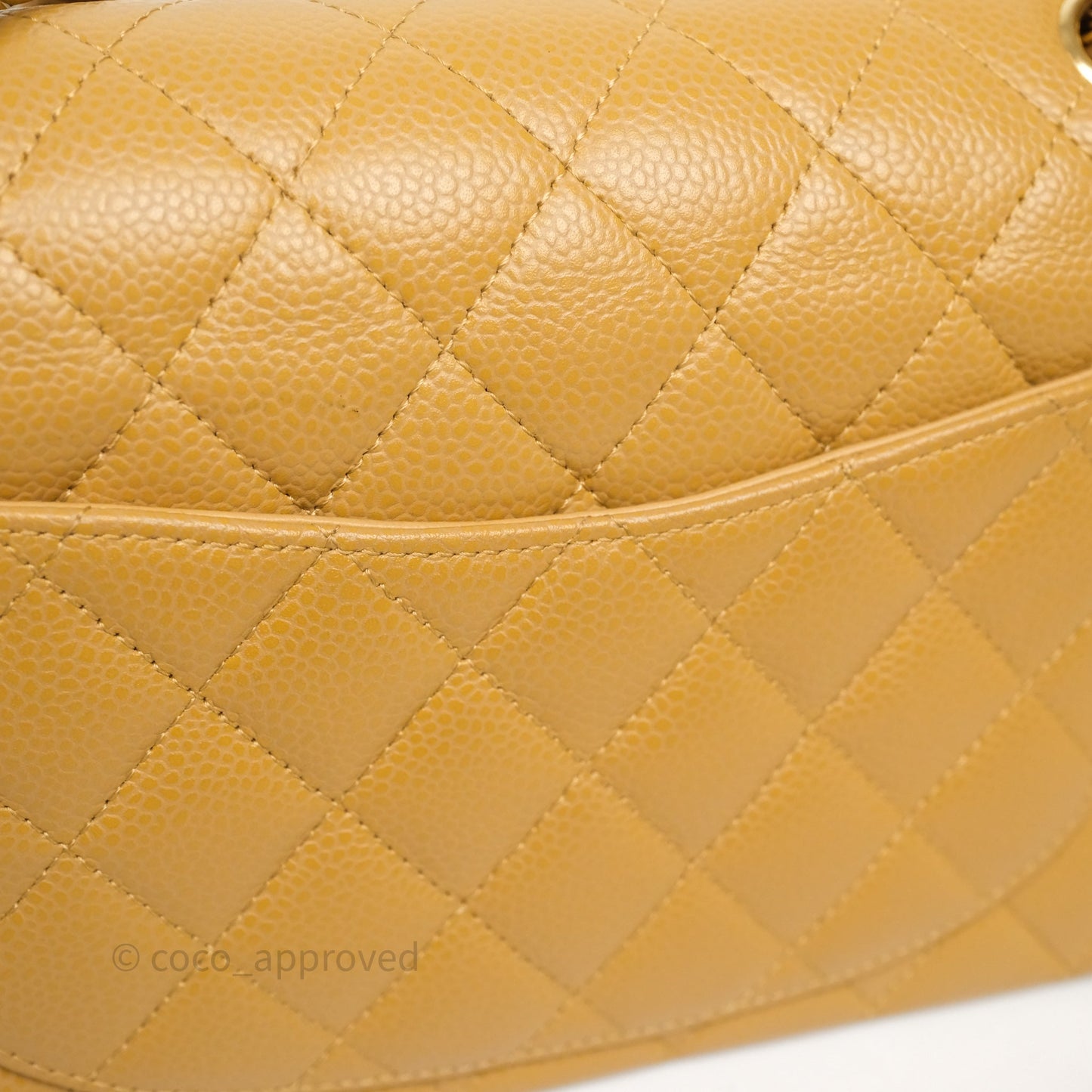 Chanel Classic M/L Medium Flap Quilted Dark Beige Caviar Gold Hardware