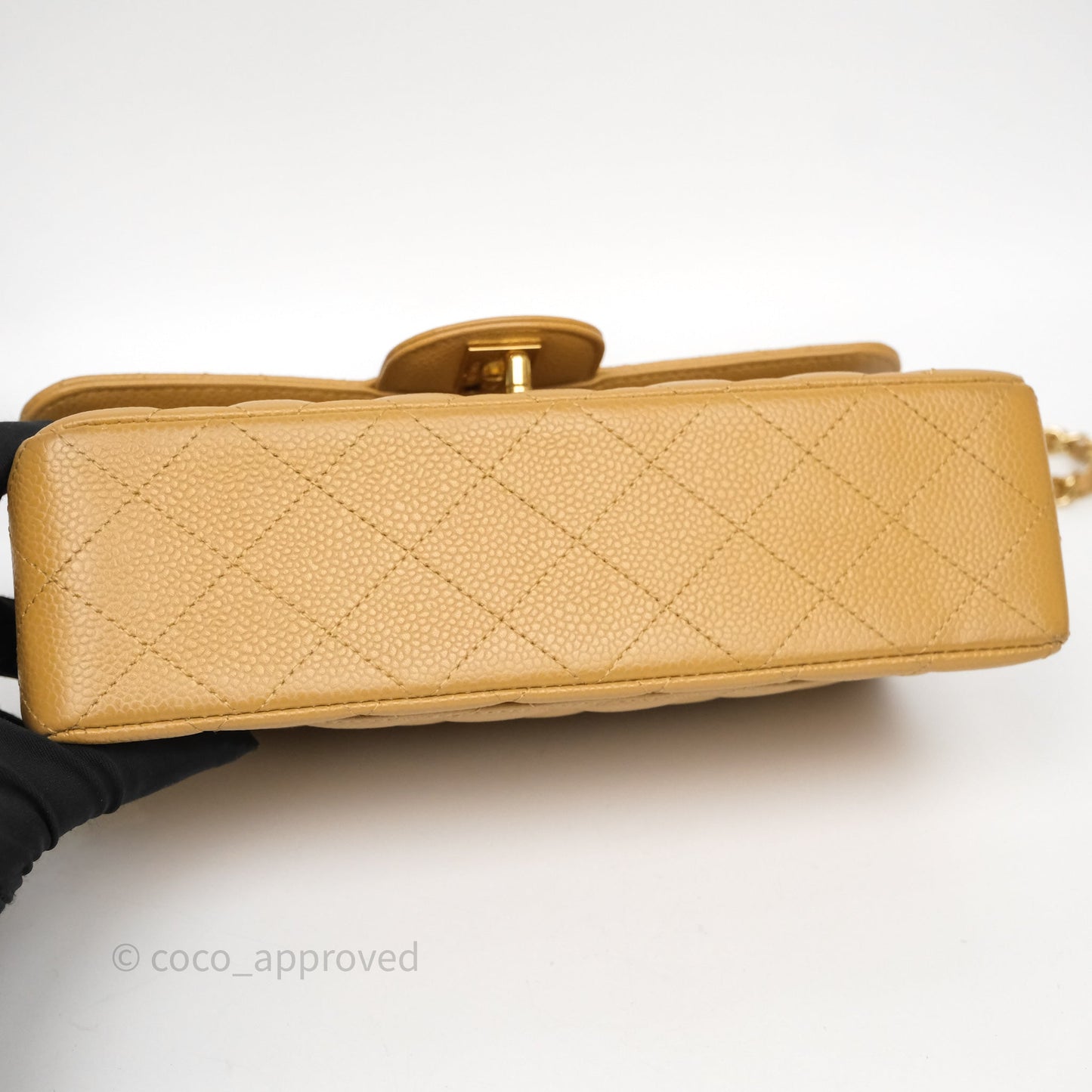 Chanel Classic M/L Medium Flap Quilted Dark Beige Caviar Gold Hardware