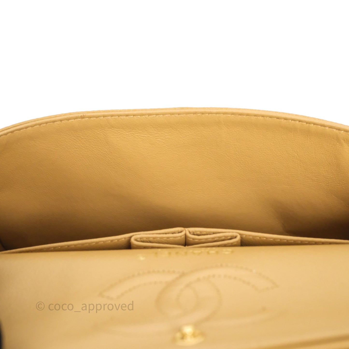 Chanel Classic M/L Medium Flap Quilted Dark Beige Caviar Gold Hardware