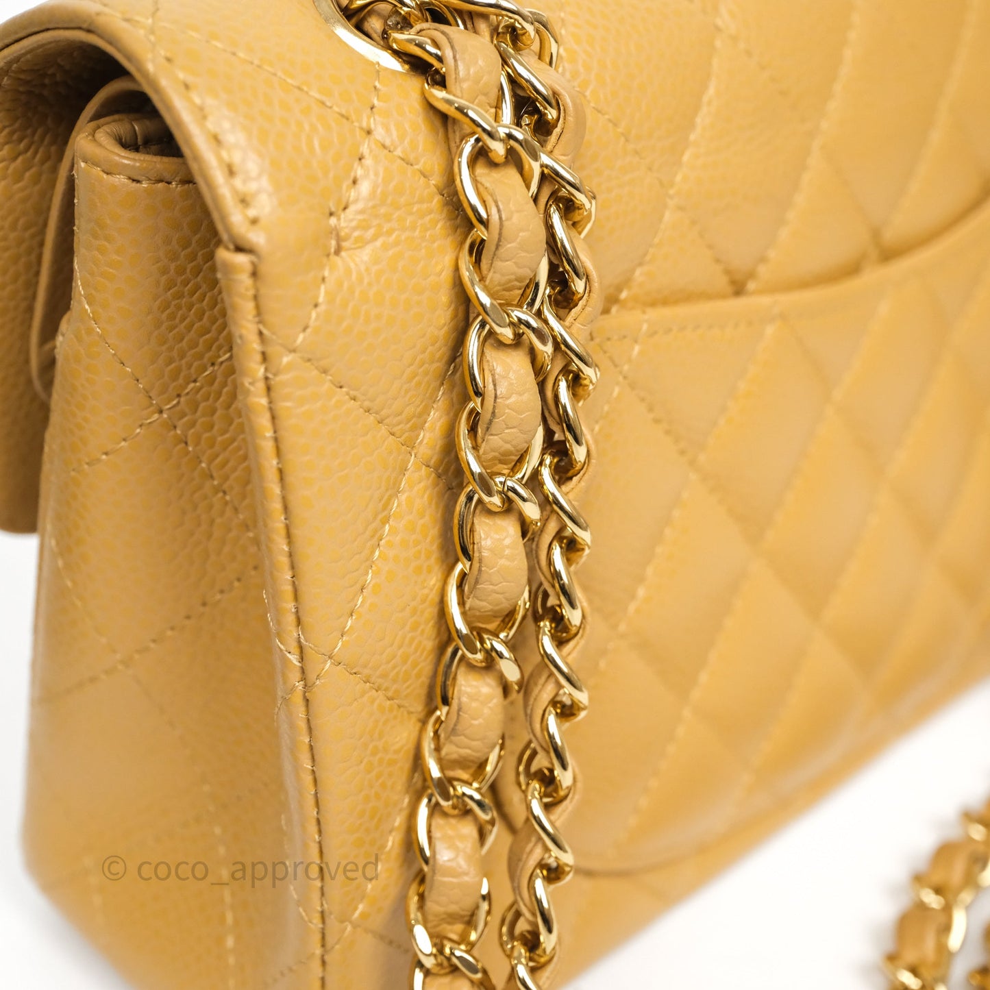 Chanel Classic M/L Medium Flap Quilted Dark Beige Caviar Gold Hardware