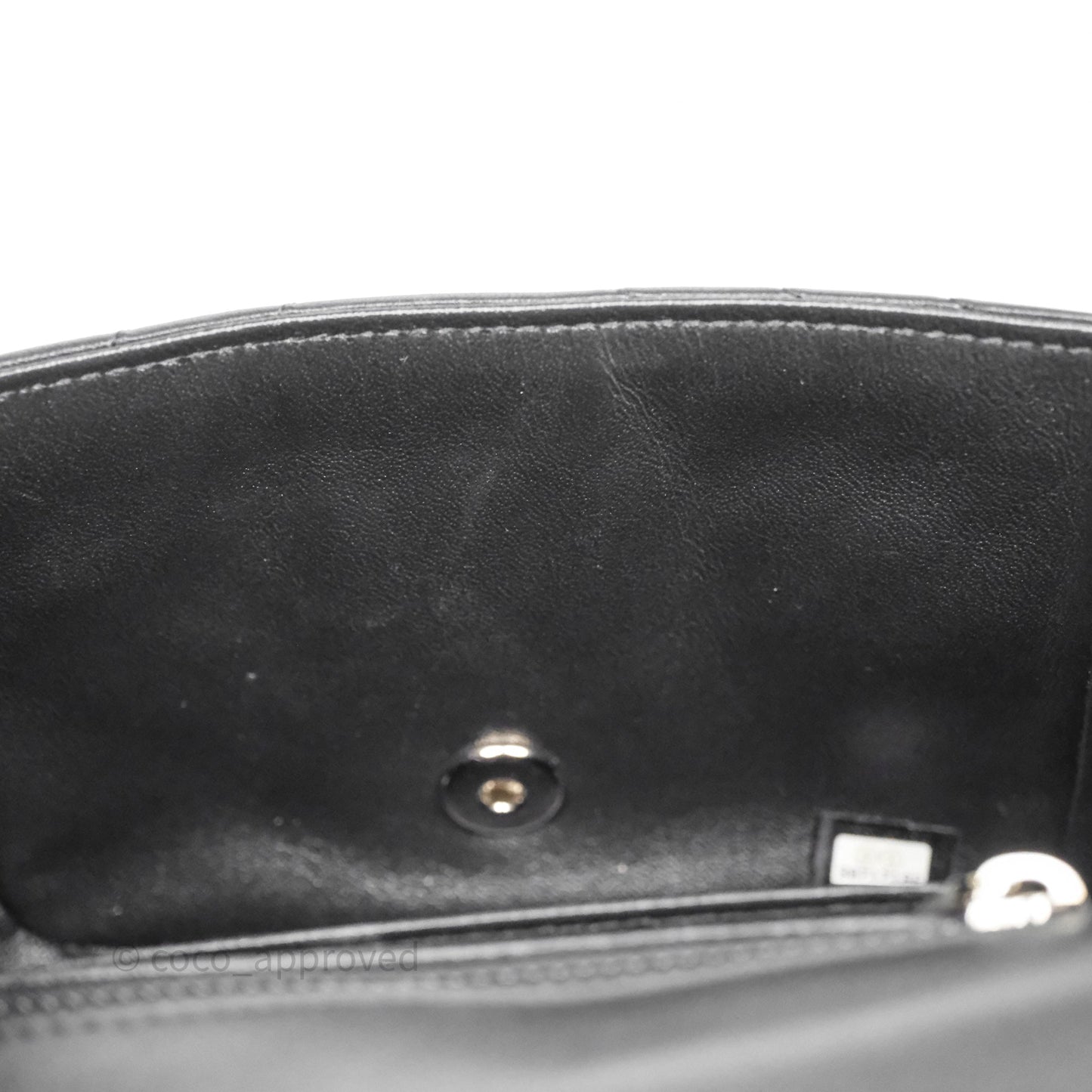 Chanel Mini Square Black Lambskin Chervon Bag Silver Hardware
