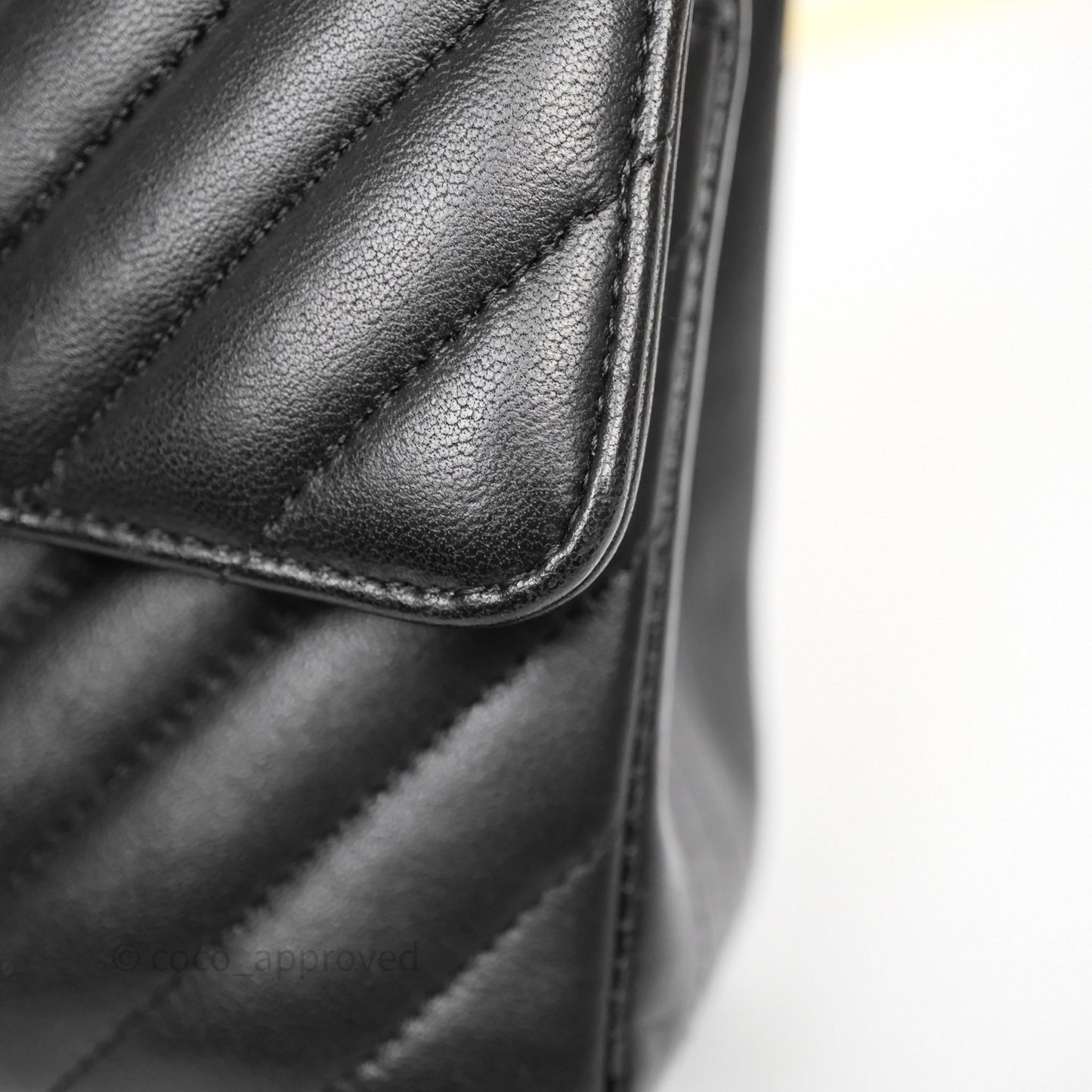 Chanel Mini Square Black Lambskin Chervon Bag Silver Hardware