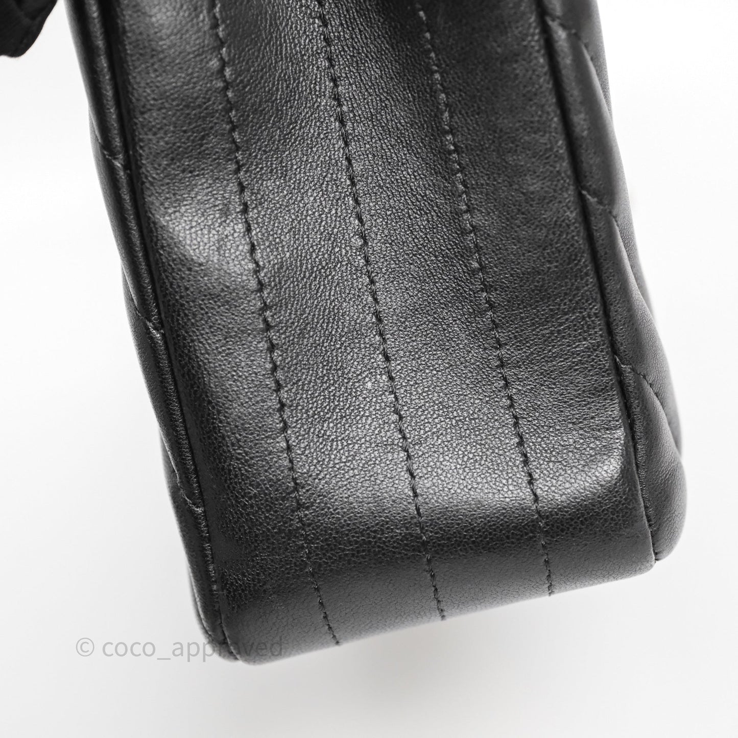 Chanel Mini Square Black Lambskin Chervon Bag Silver Hardware