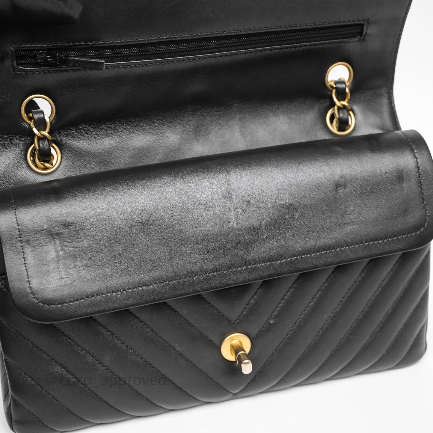 Chanel Mini Square Black Lambskin Chervon Bag Silver Hardware