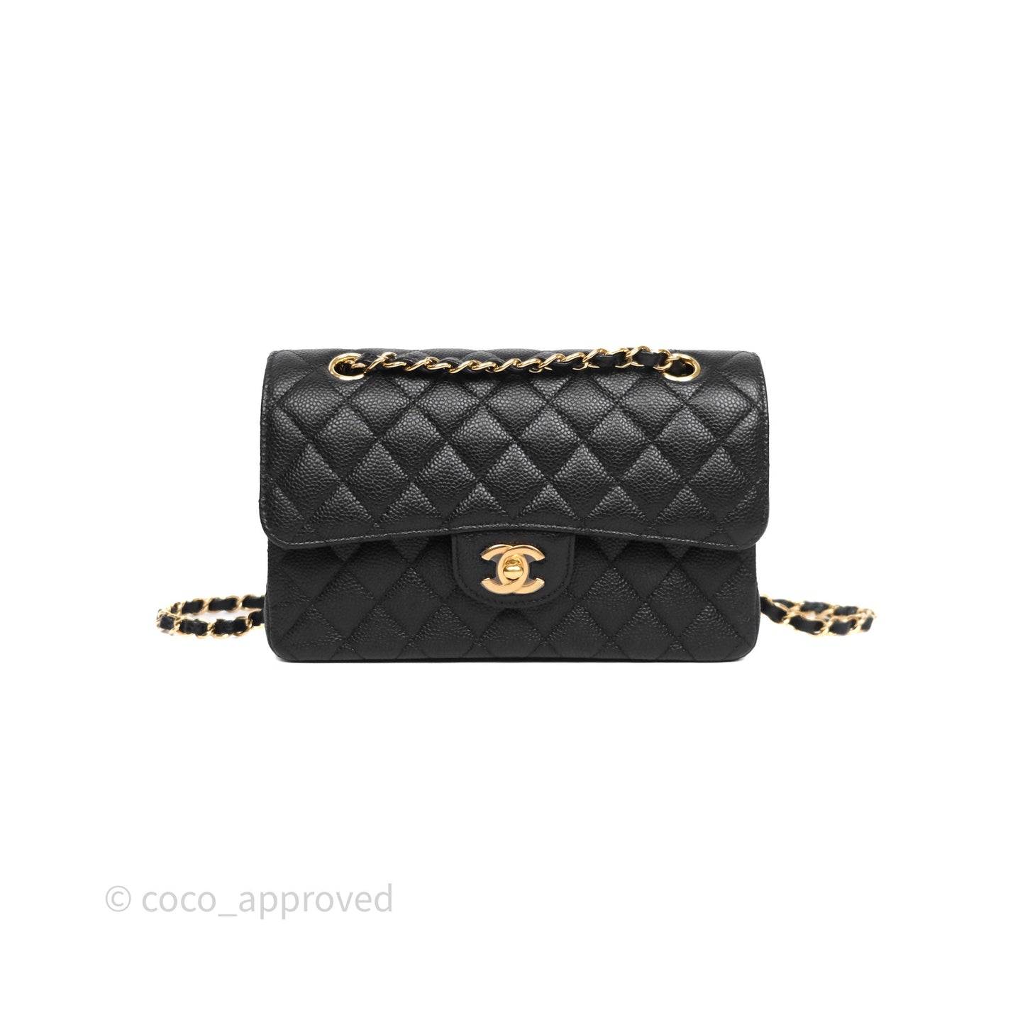 Chanel Small Classic Flap Quilted Black Caviar Gold Hardware