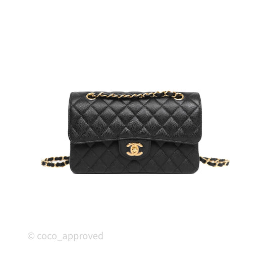 Chanel Small Classic Flap Quilted Black Caviar Gold Hardware