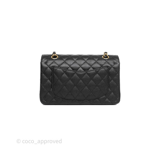 Chanel Small Classic Flap Quilted Black Caviar Gold Hardware
