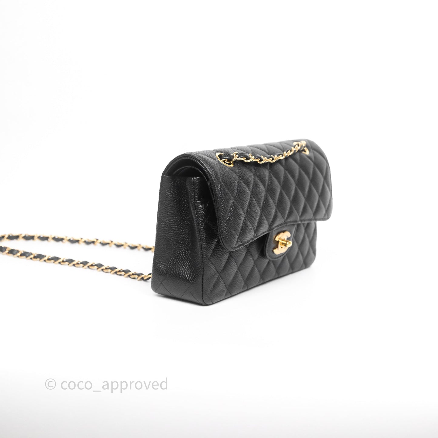 Chanel Small Classic Flap Quilted Black Caviar Gold Hardware