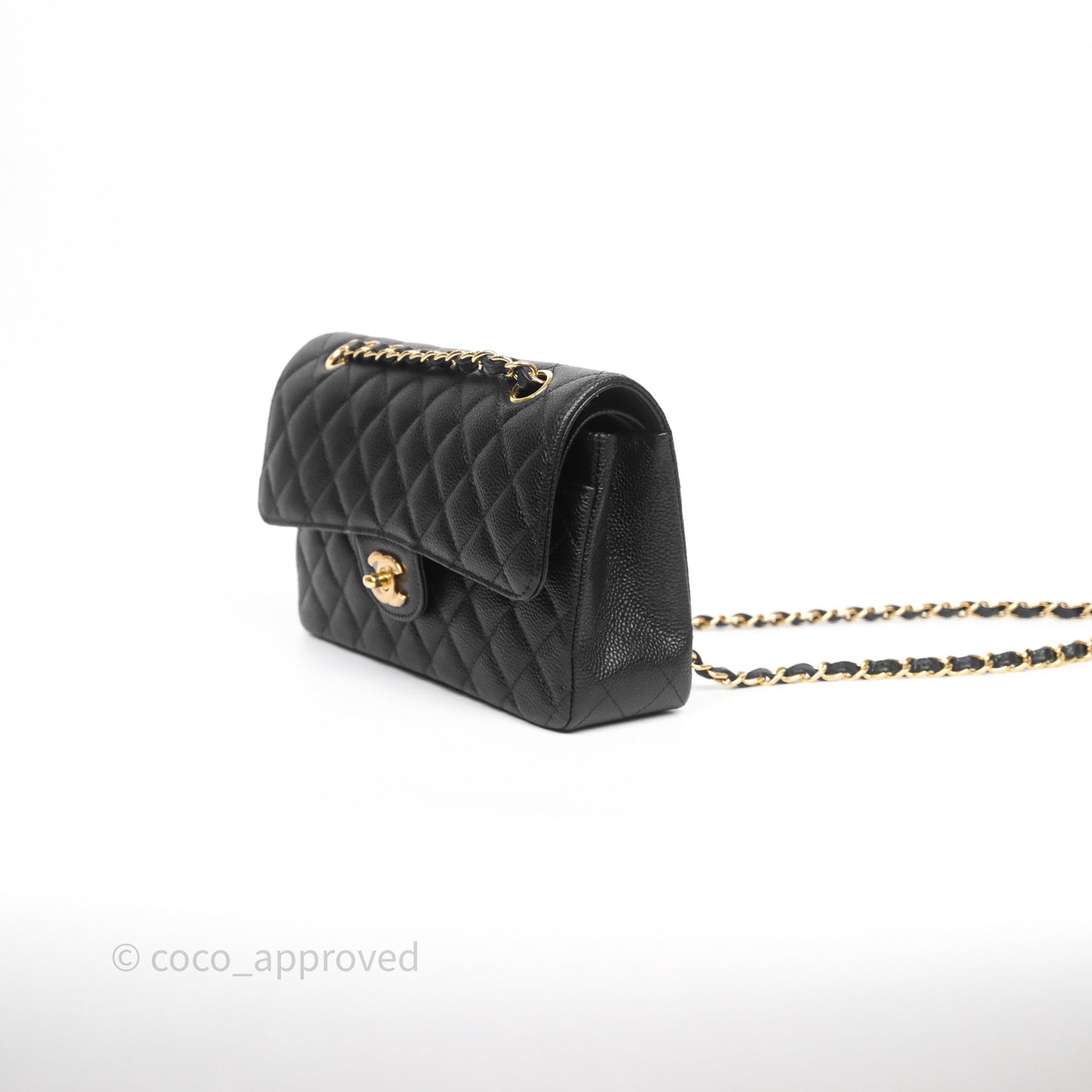Chanel Small Classic Flap Quilted Black Caviar Gold Hardware