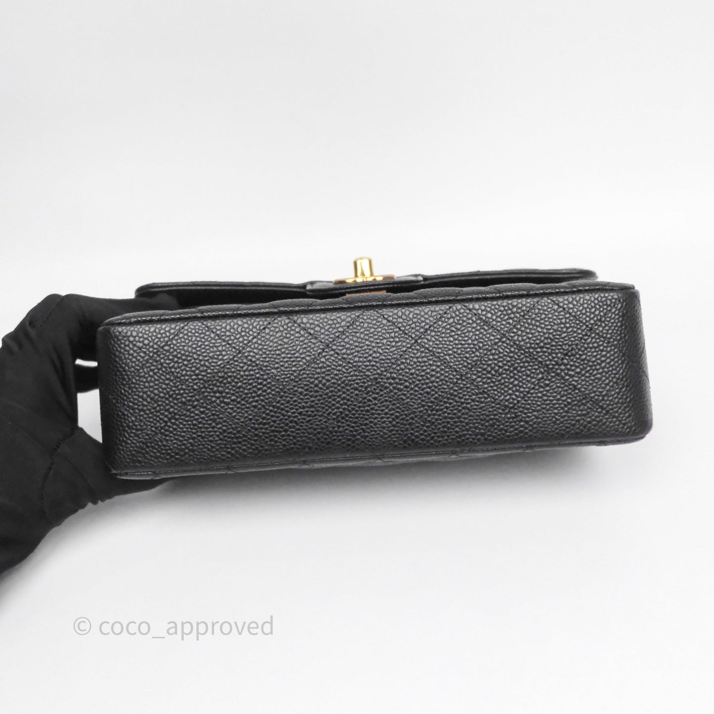 Chanel Small Classic Flap Quilted Black Caviar Gold Hardware