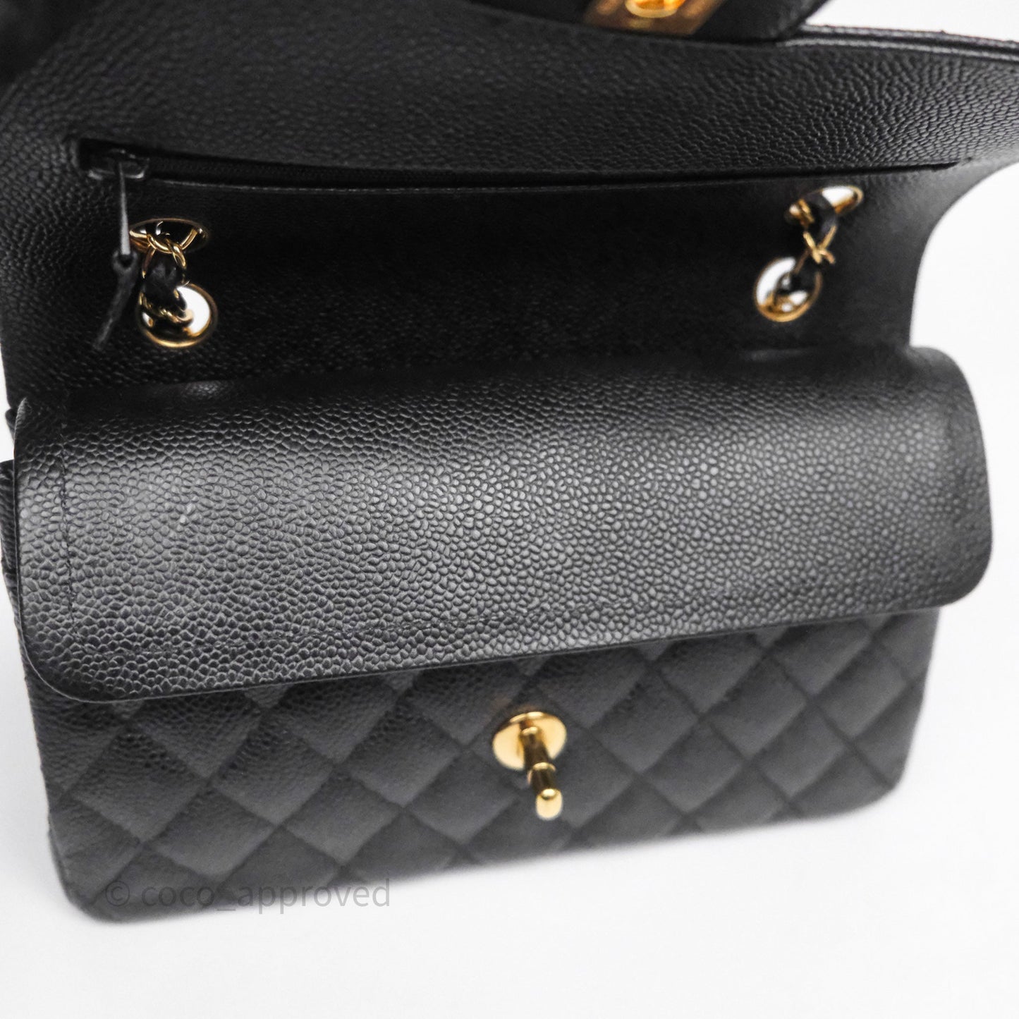 Chanel Small Classic Flap Quilted Black Caviar Gold Hardware