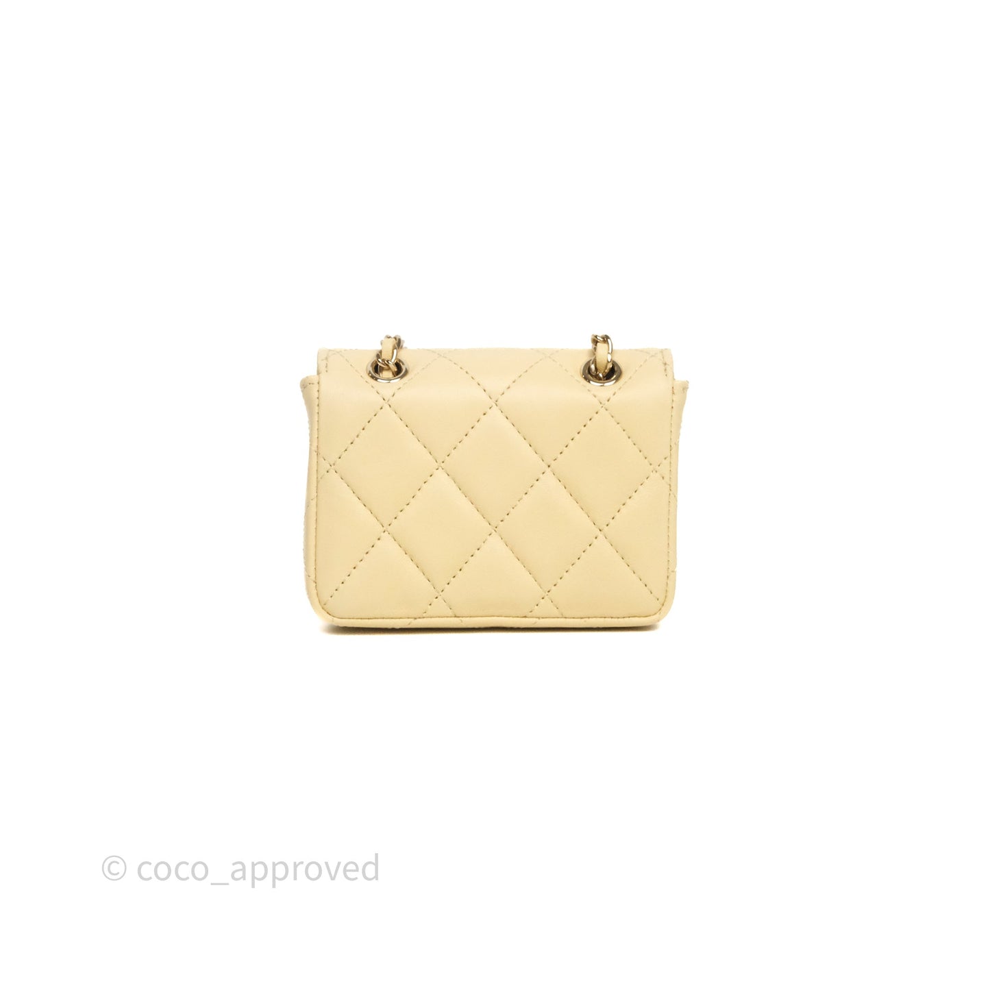 Chanel Mini Card Holder Chain Belt Bag Yellow Lambskin Gold Hardware
