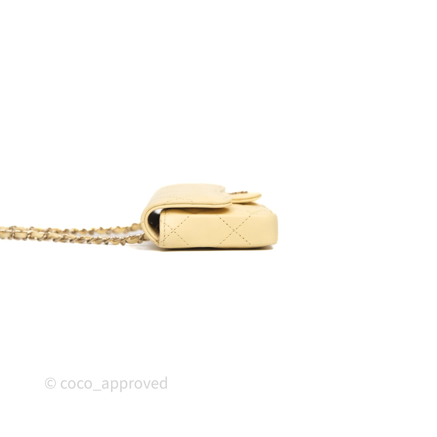 Chanel Mini Card Holder Chain Belt Bag Yellow Lambskin Gold Hardware