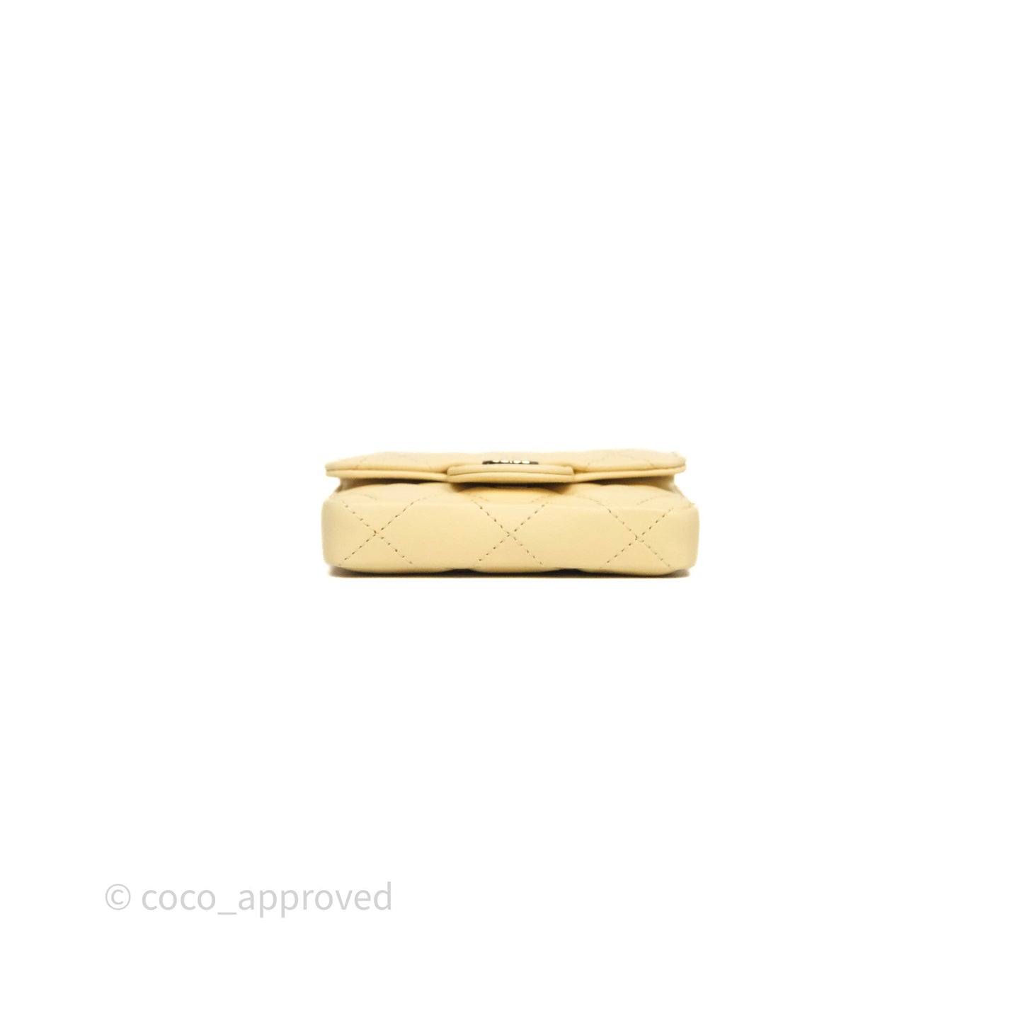 Chanel Mini Card Holder Chain Belt Bag Yellow Lambskin Gold Hardware