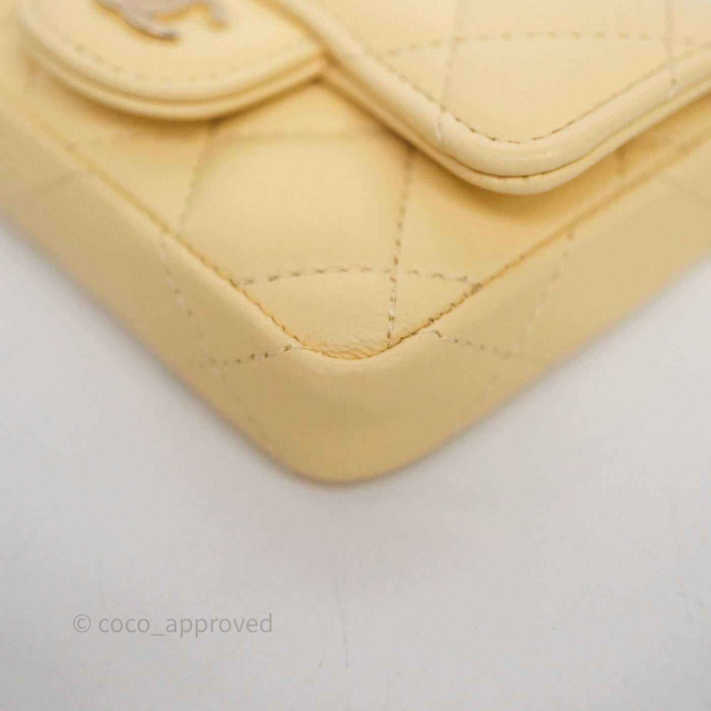 Chanel Mini Card Holder Chain Belt Bag Yellow Lambskin Gold Hardware