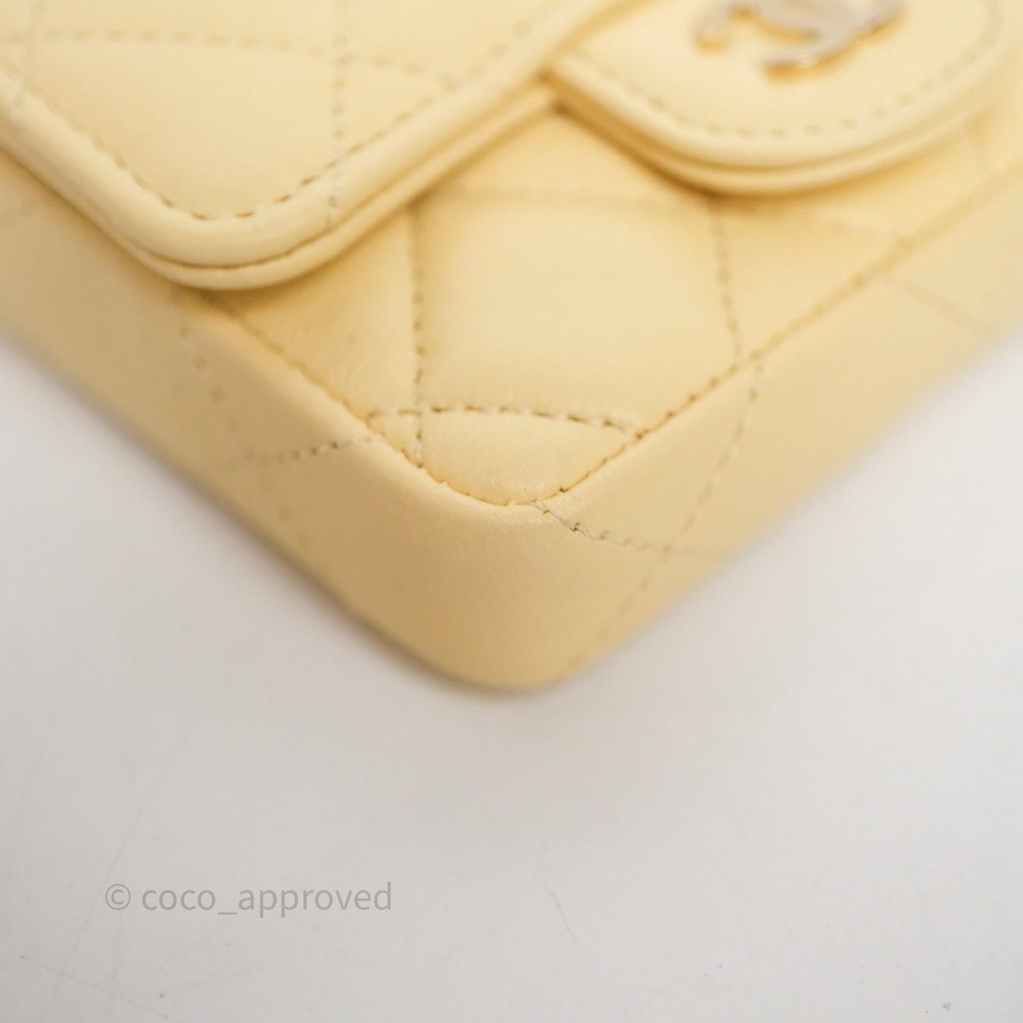 Chanel Mini Card Holder Chain Belt Bag Yellow Lambskin Gold Hardware