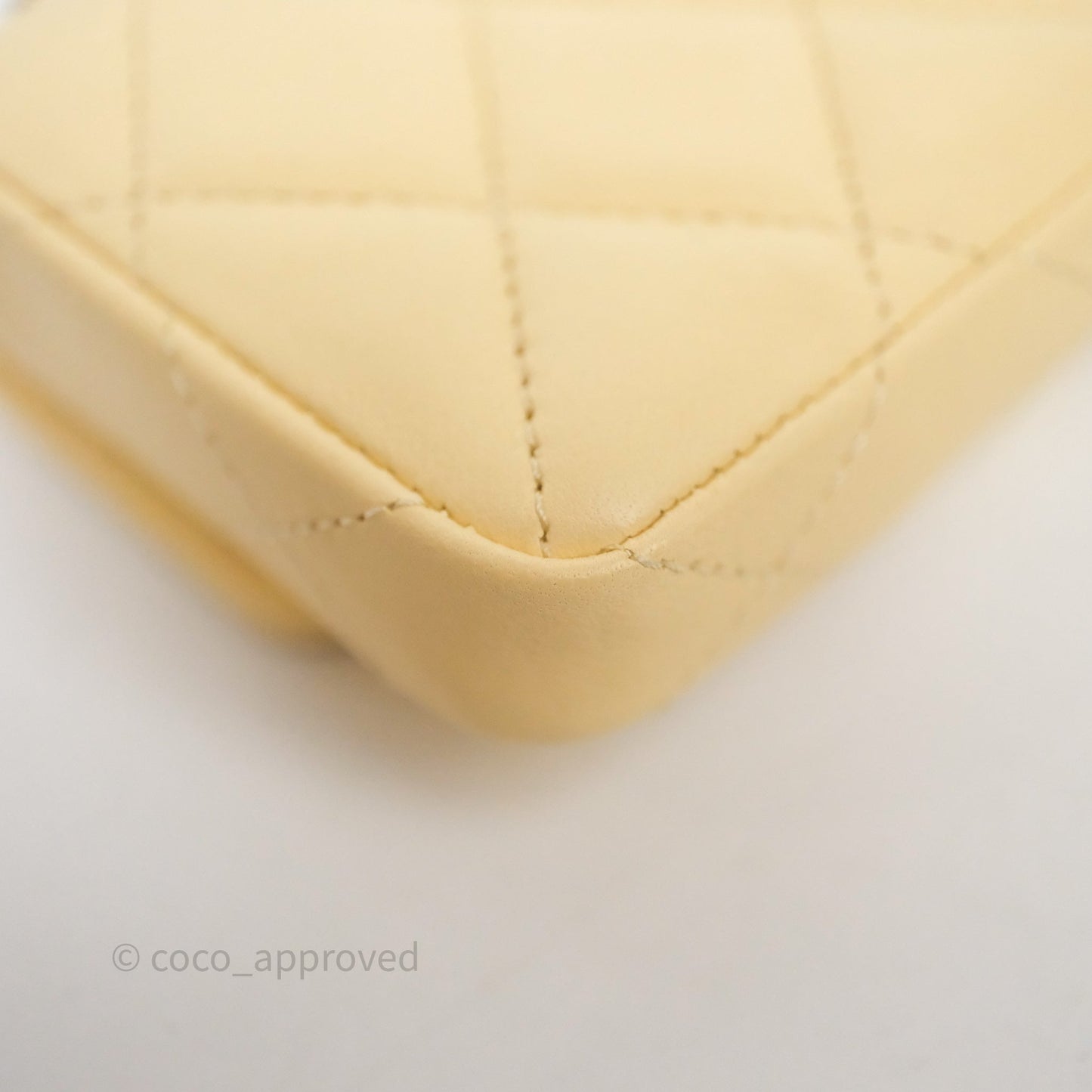 Chanel Mini Card Holder Chain Belt Bag Yellow Lambskin Gold Hardware